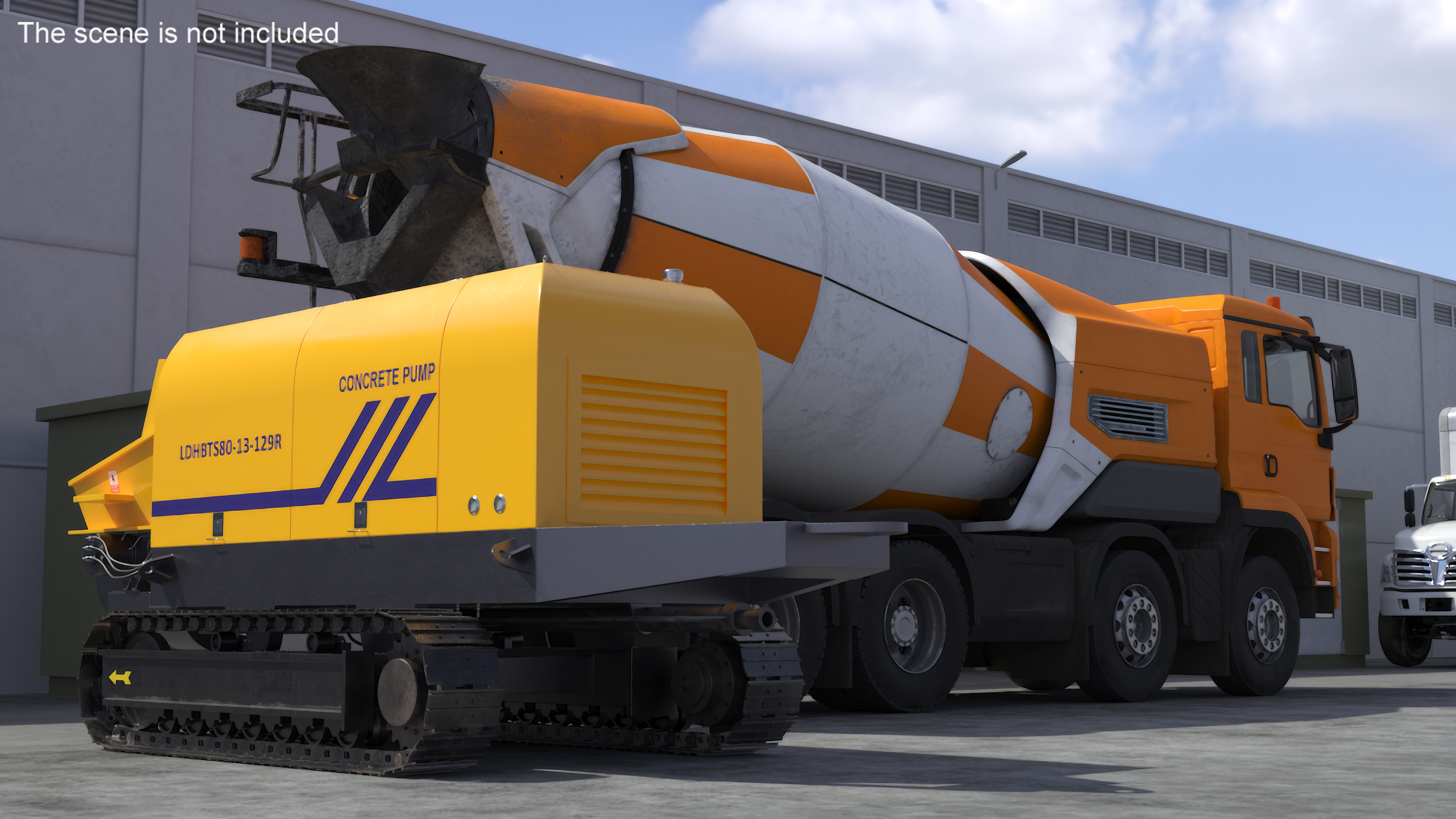 3D Cement Mixer Truck with Portable Concrete Pump