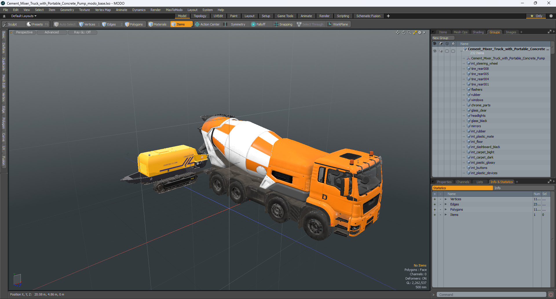 3D Cement Mixer Truck with Portable Concrete Pump