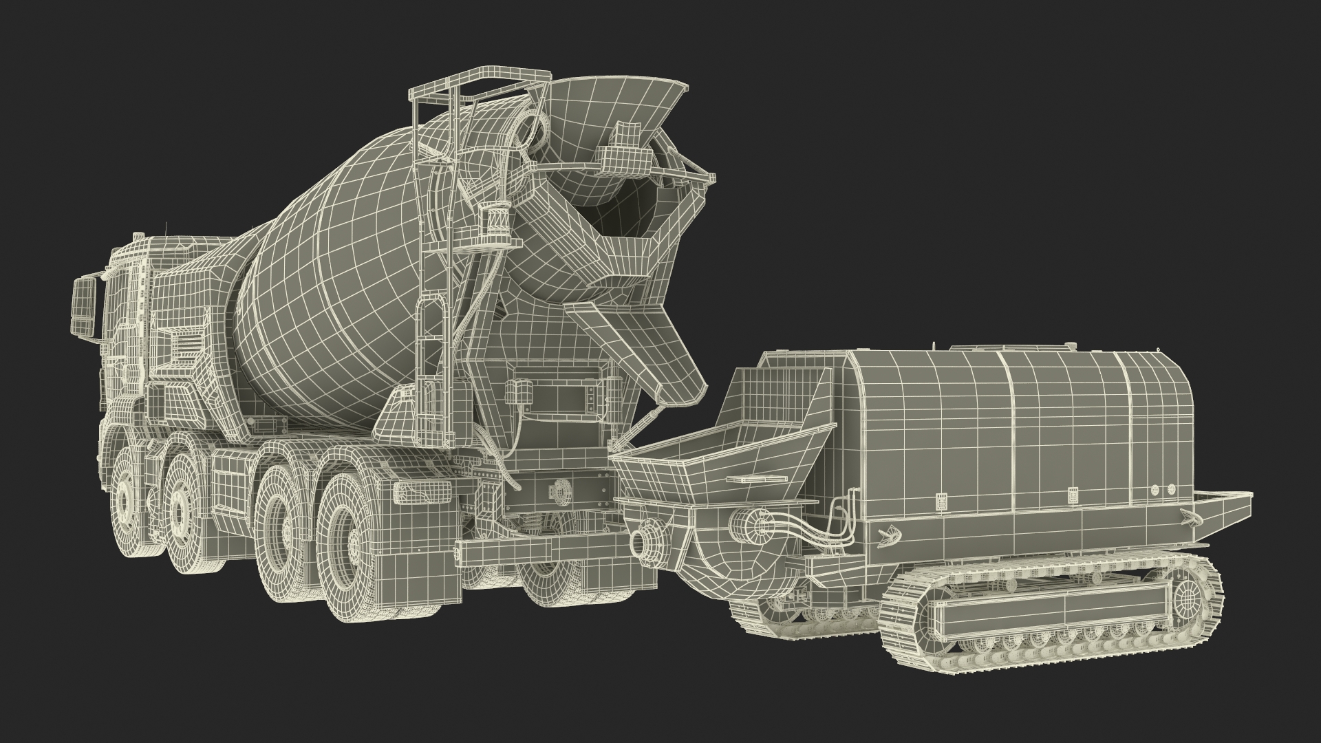 3D Cement Mixer Truck with Portable Concrete Pump