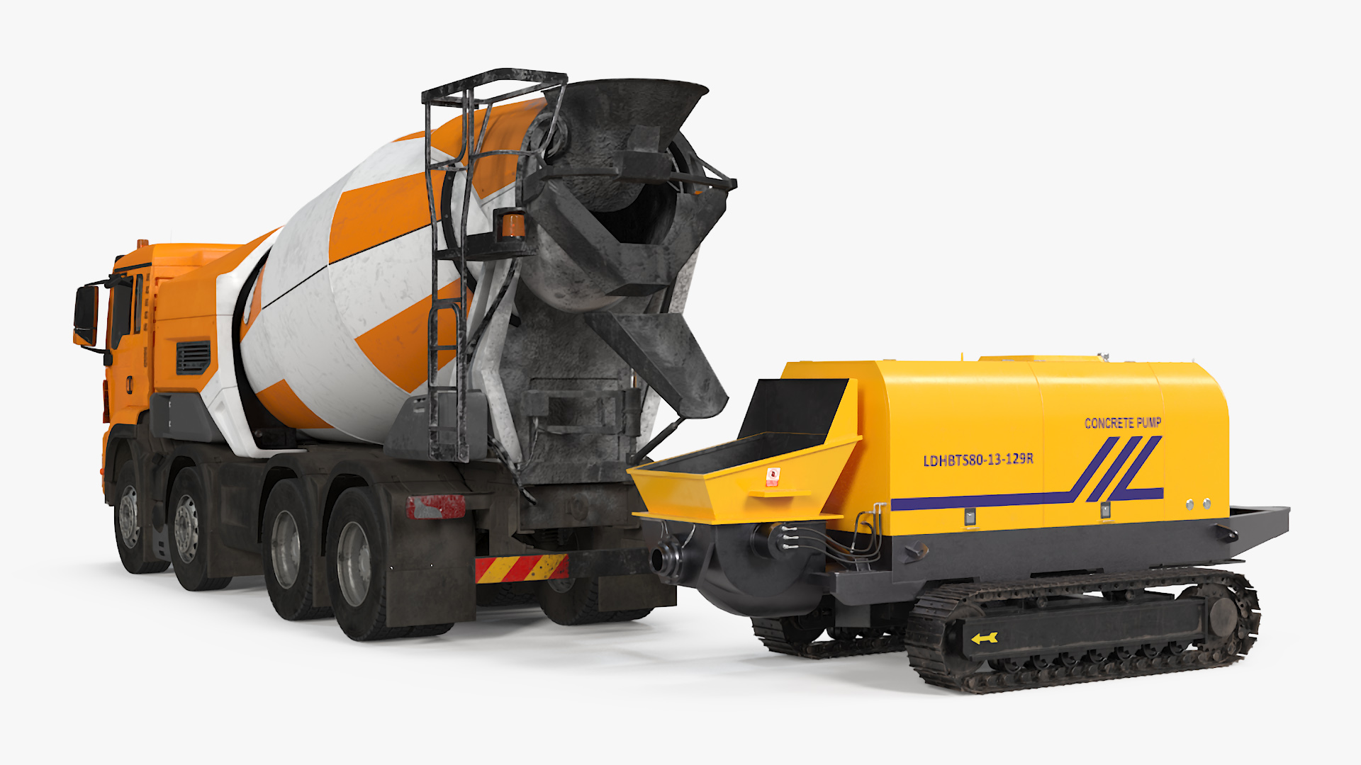 3D Cement Mixer Truck with Portable Concrete Pump