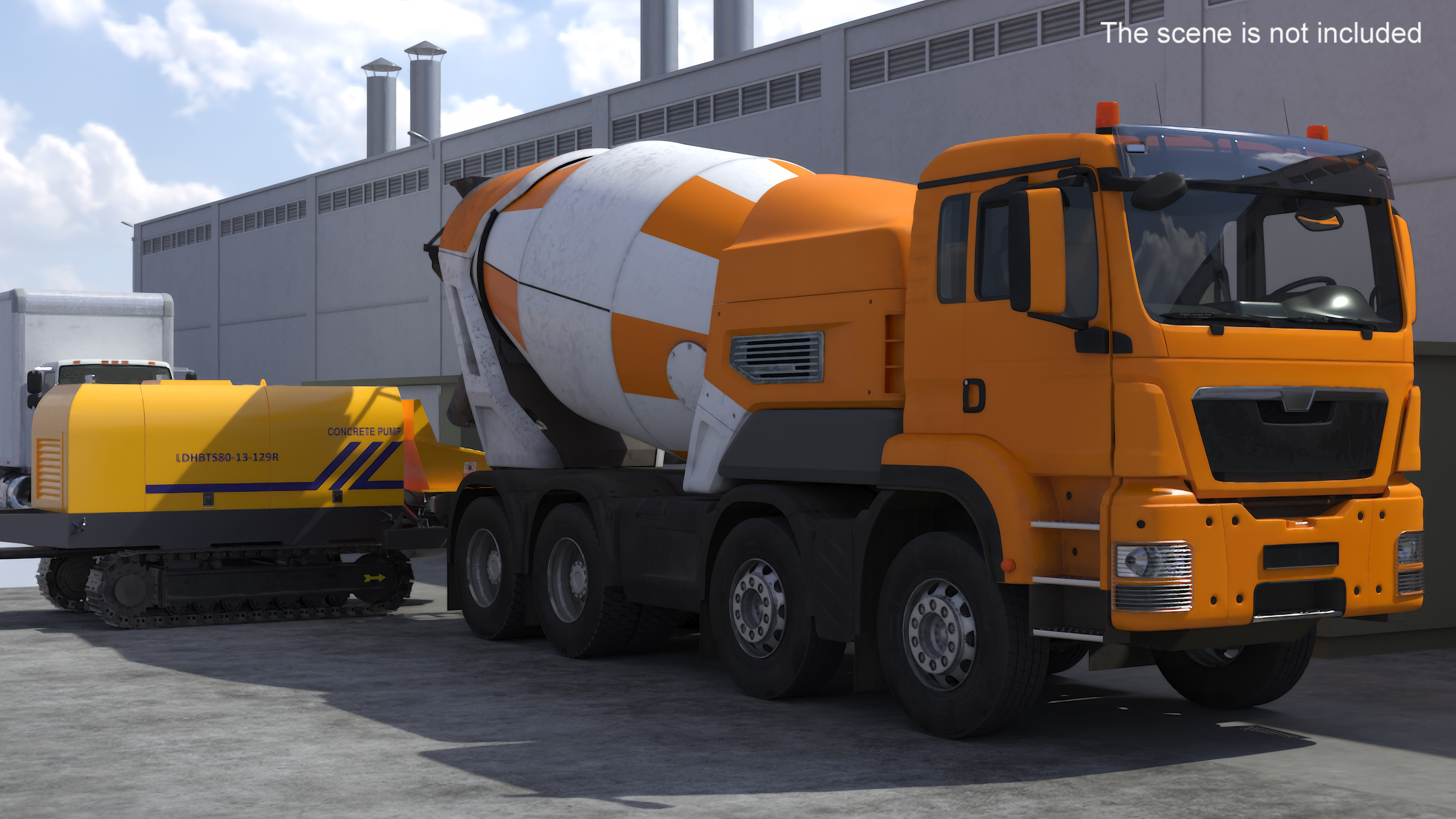 3D Cement Mixer Truck with Portable Concrete Pump