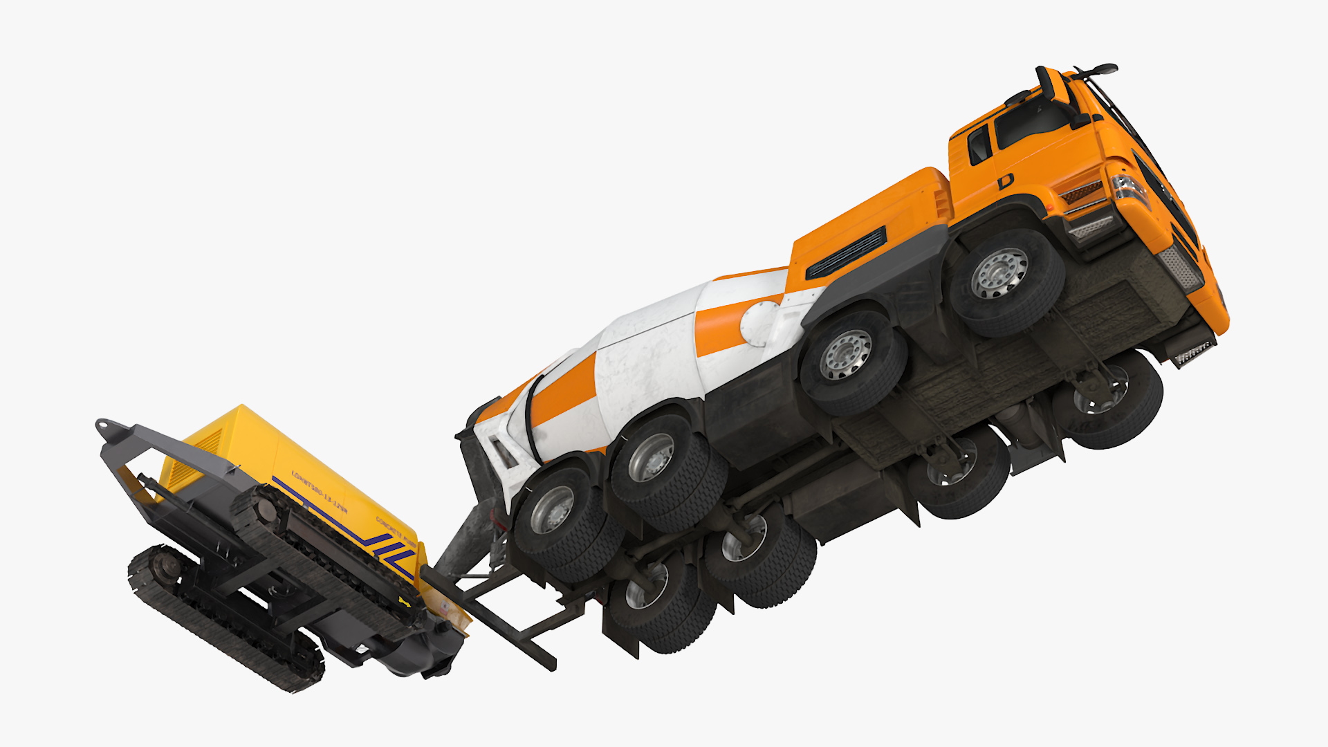 3D Cement Mixer Truck with Portable Concrete Pump