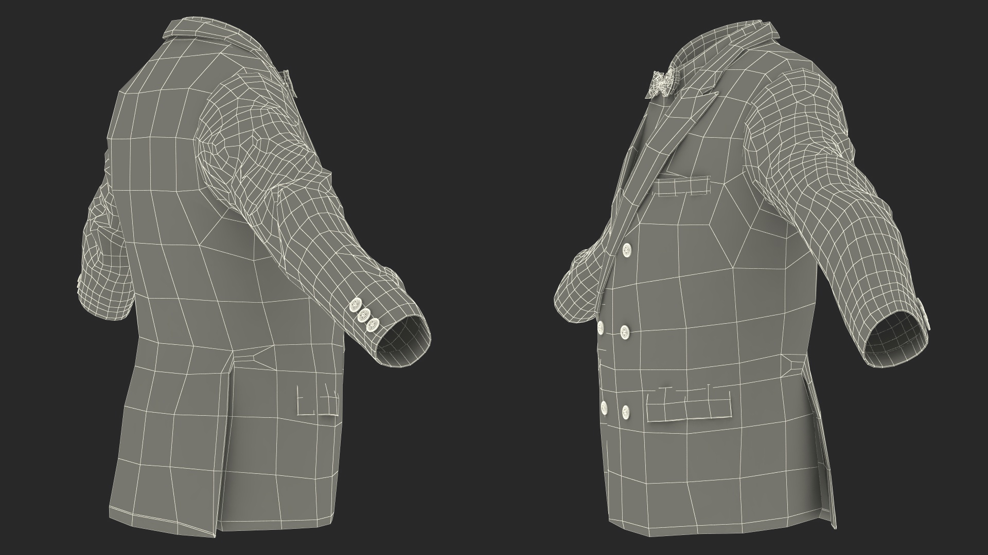 Mens Glitter Blazer Jacket With Bow Tie 3D model