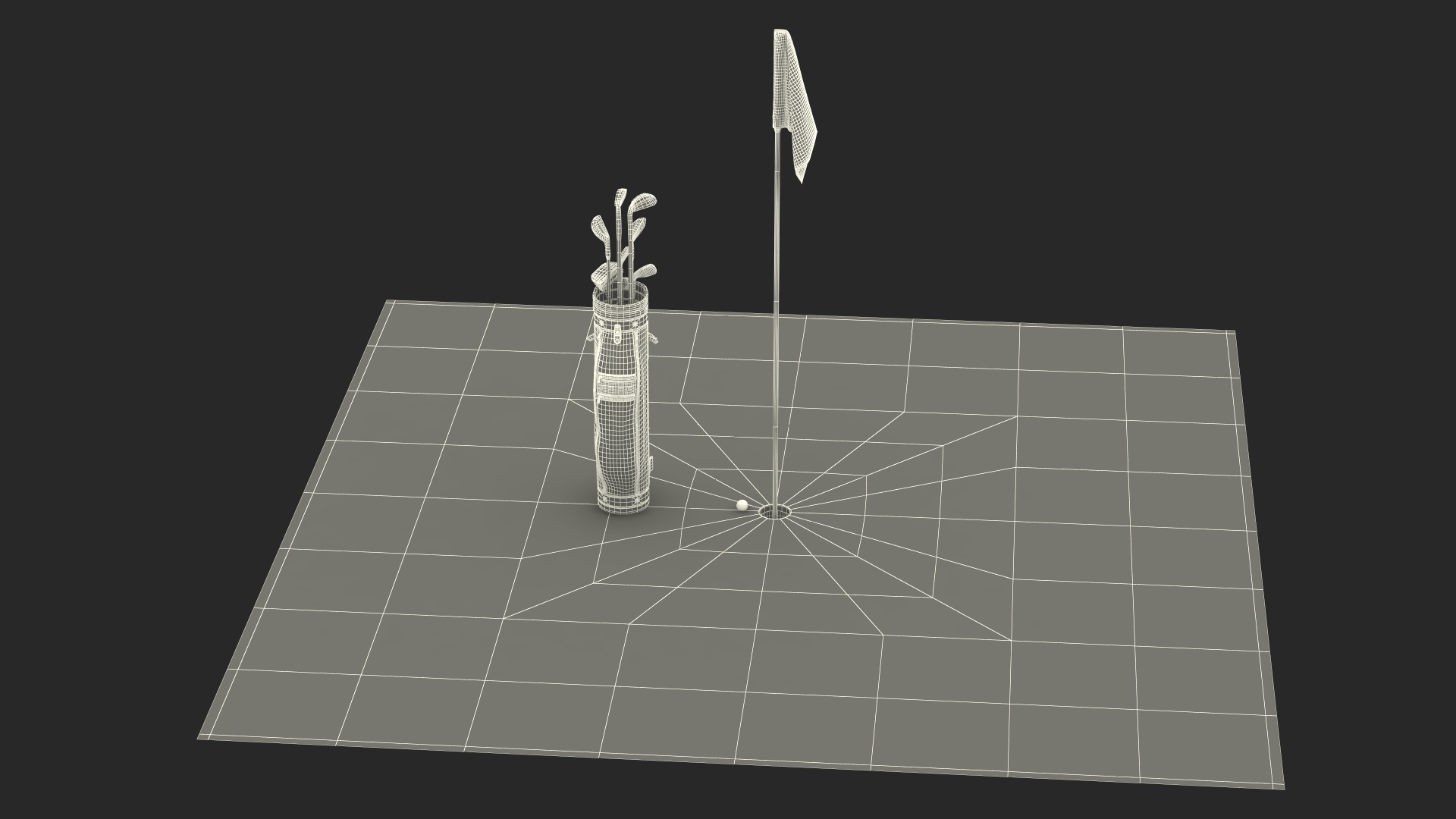 3D Golf Hole and Clubs Fur model