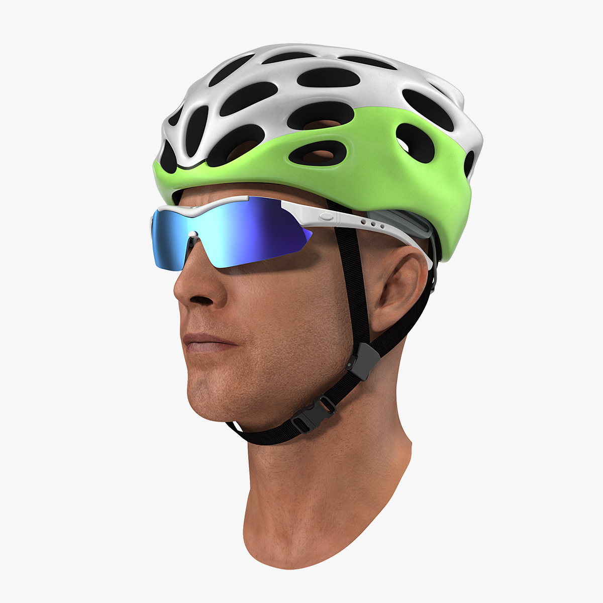 Bicyclist Head in Helmet with Glasses 3D Model