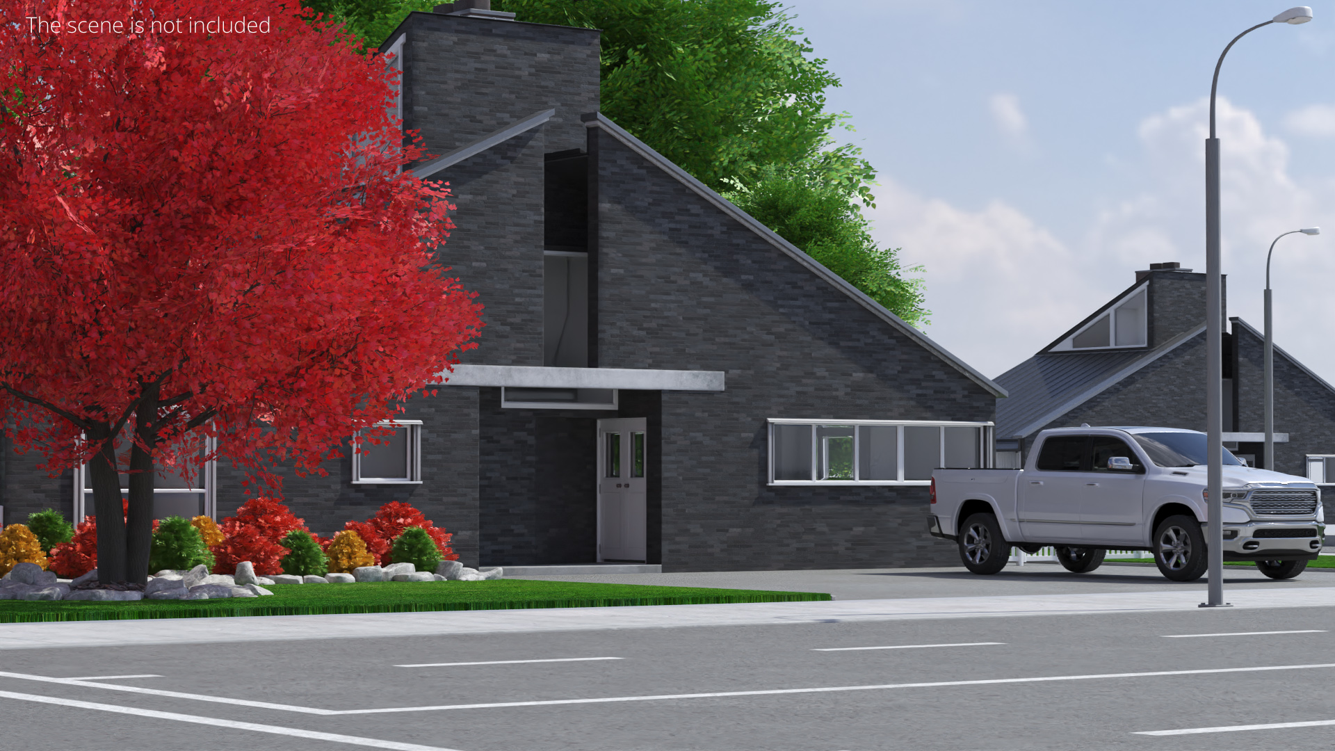 Scene House with Pickup Truck and Garden Exterior Fur - view 4
