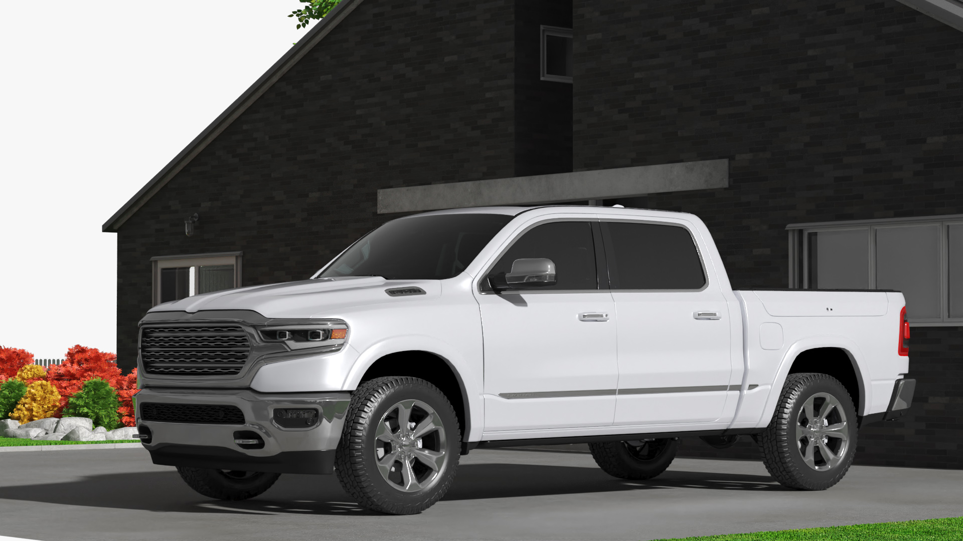 Scene House with Pickup Truck and Garden Exterior Fur - view 7