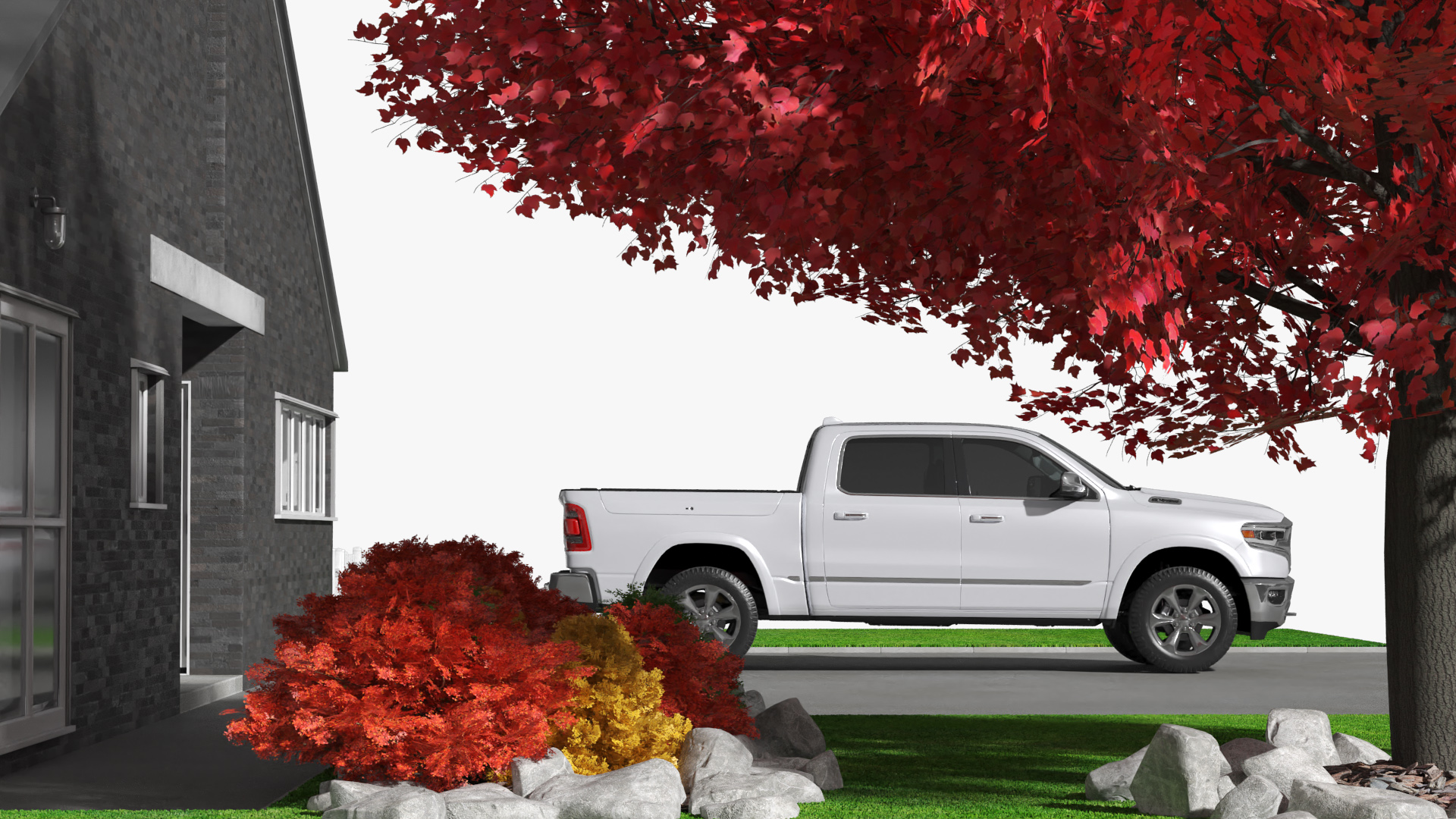 Scene House with Pickup Truck and Garden Exterior Fur - view 8