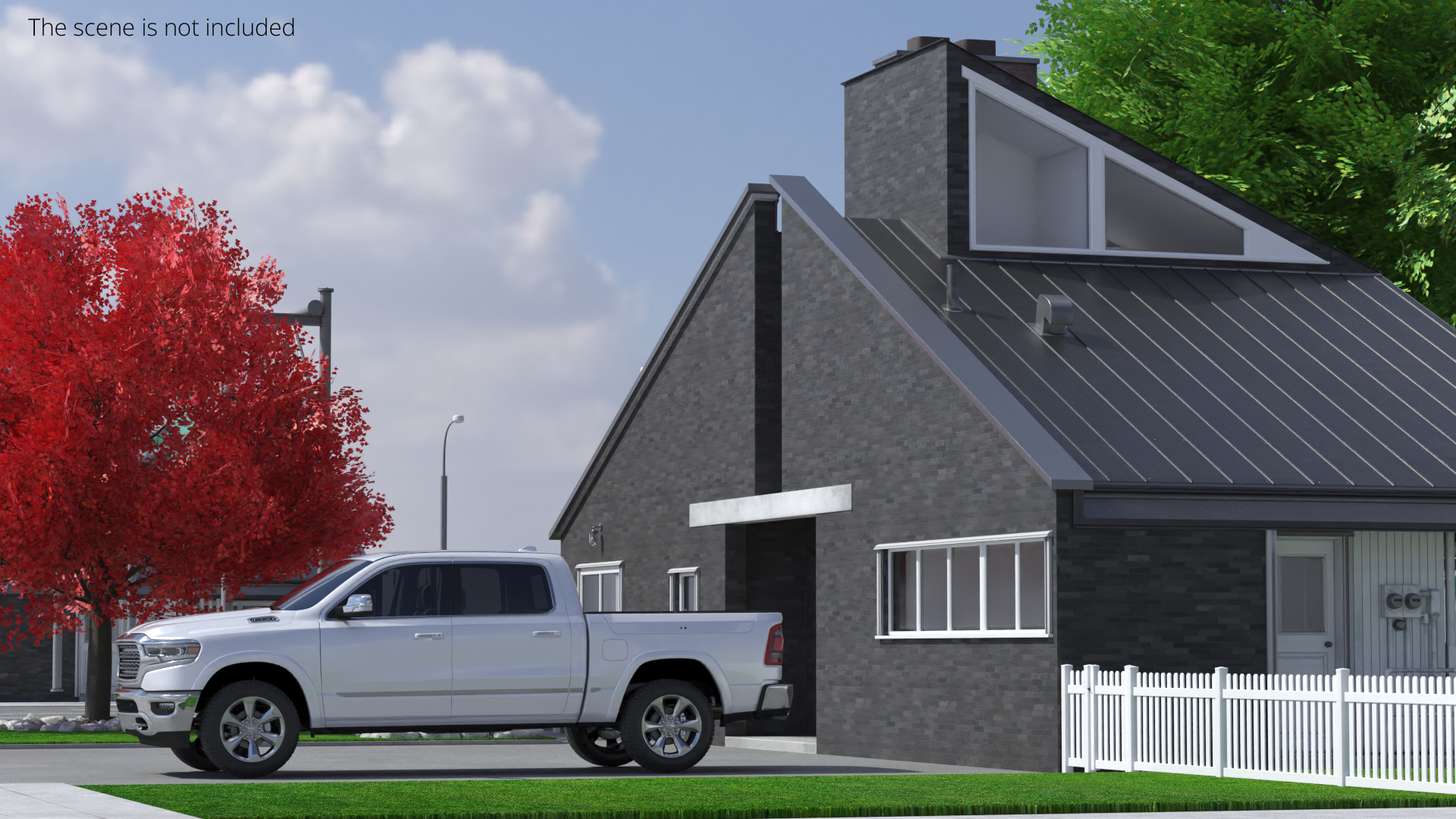 Scene House with Pickup Truck and Garden Exterior Fur - view 3