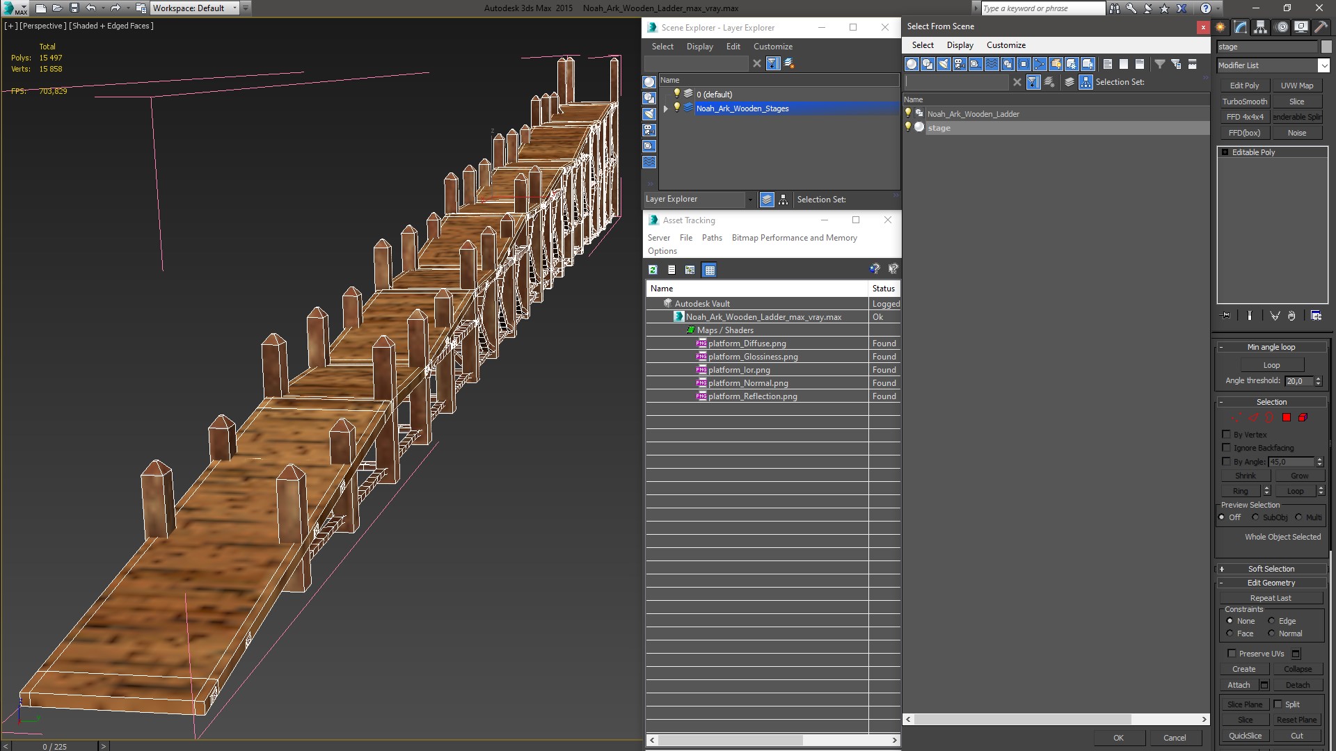 Noah Ark Wooden Ladder 3D
