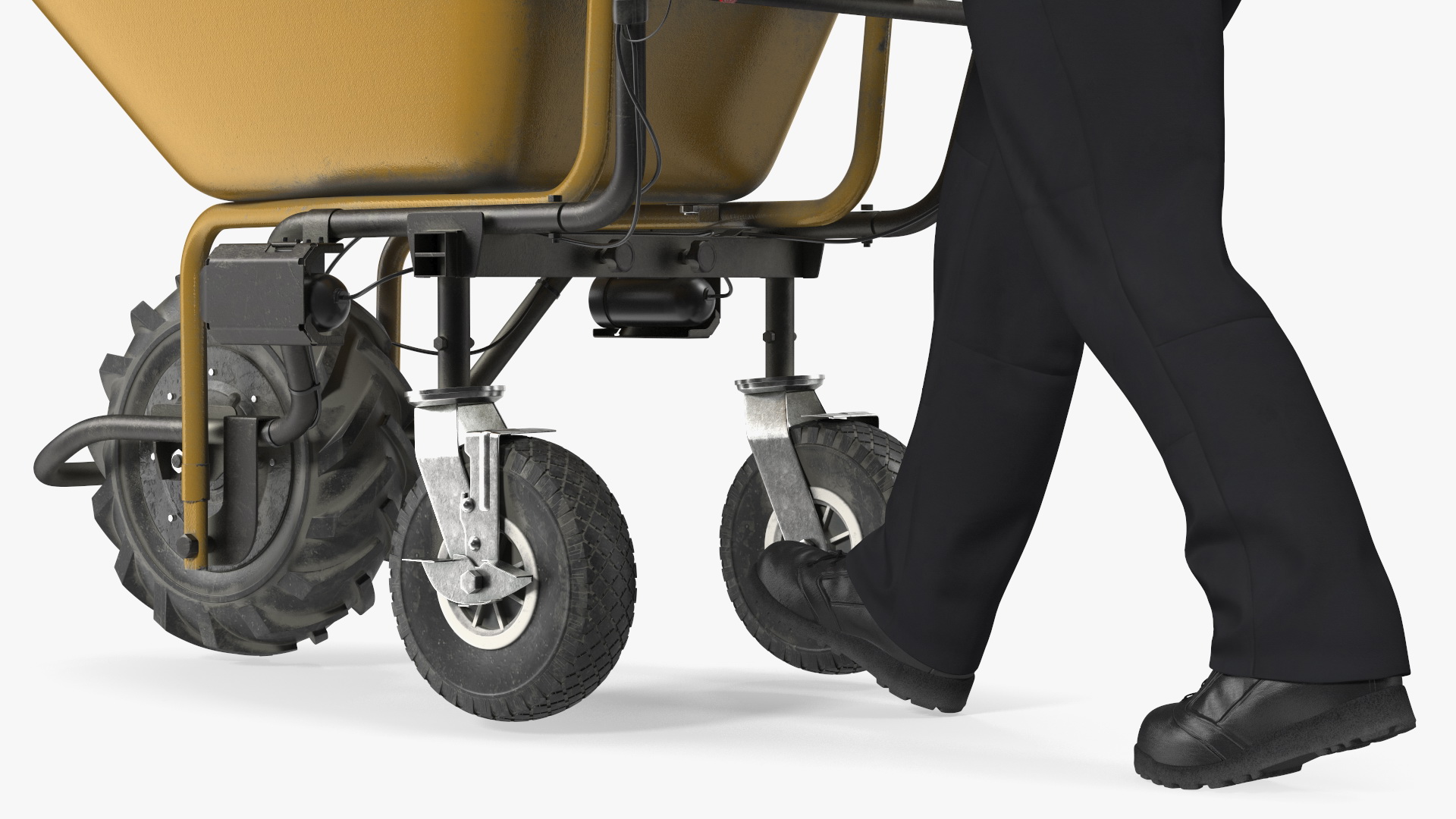 3D Worker with Electric Wheelbarrow with Stones Rigged