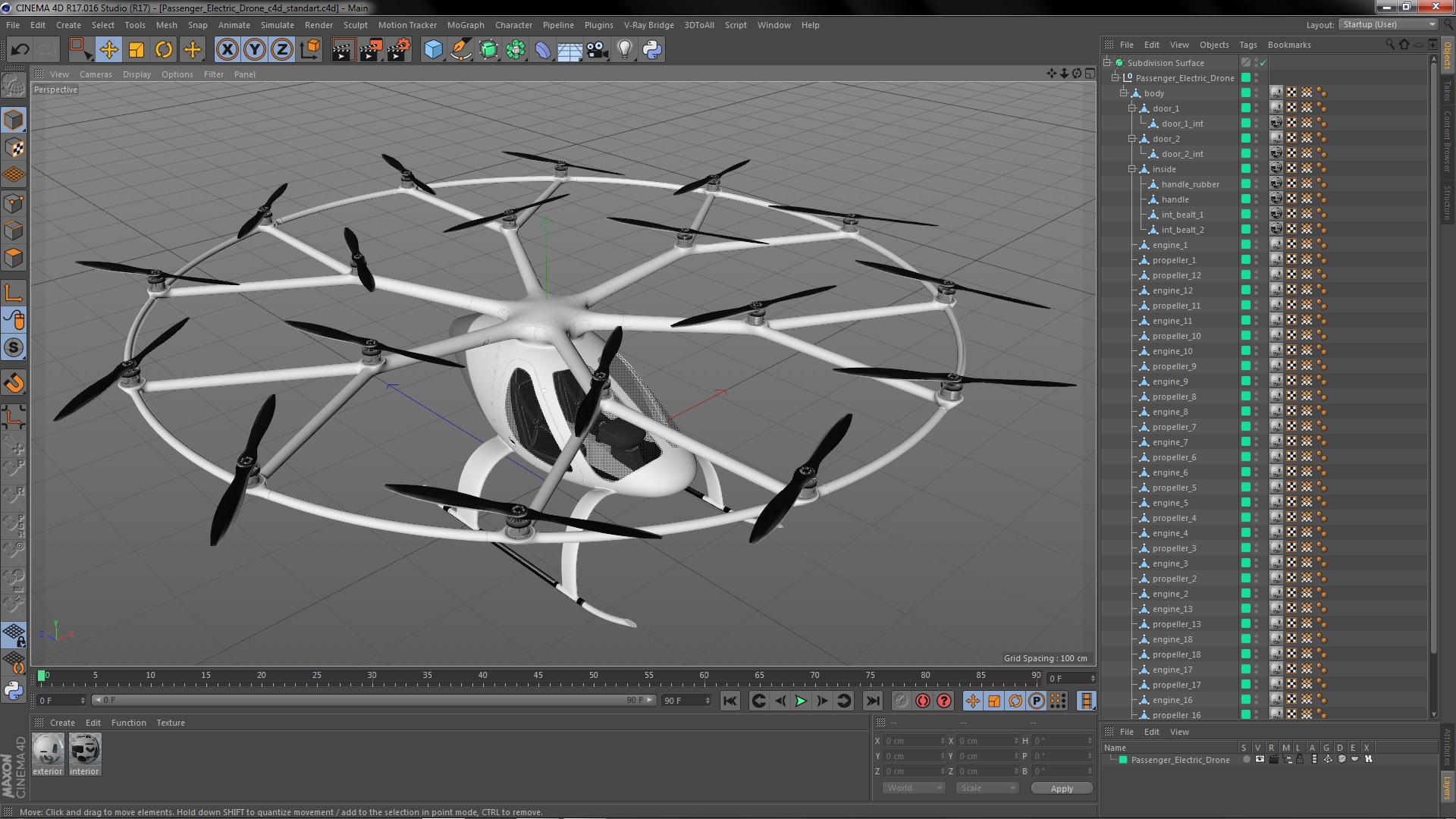 Passenger Electric Drone 3D model