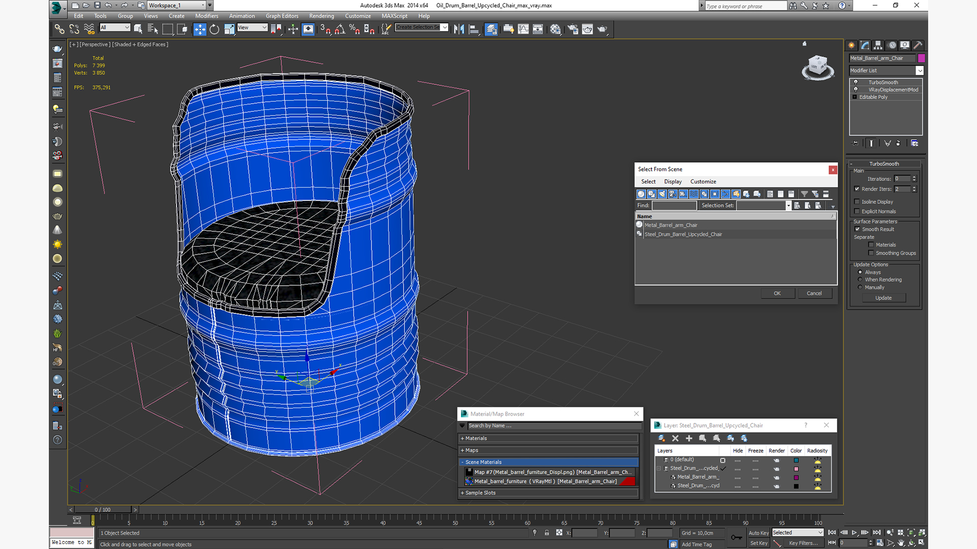 3D model Oil Drum Barrel Upcycled Chair