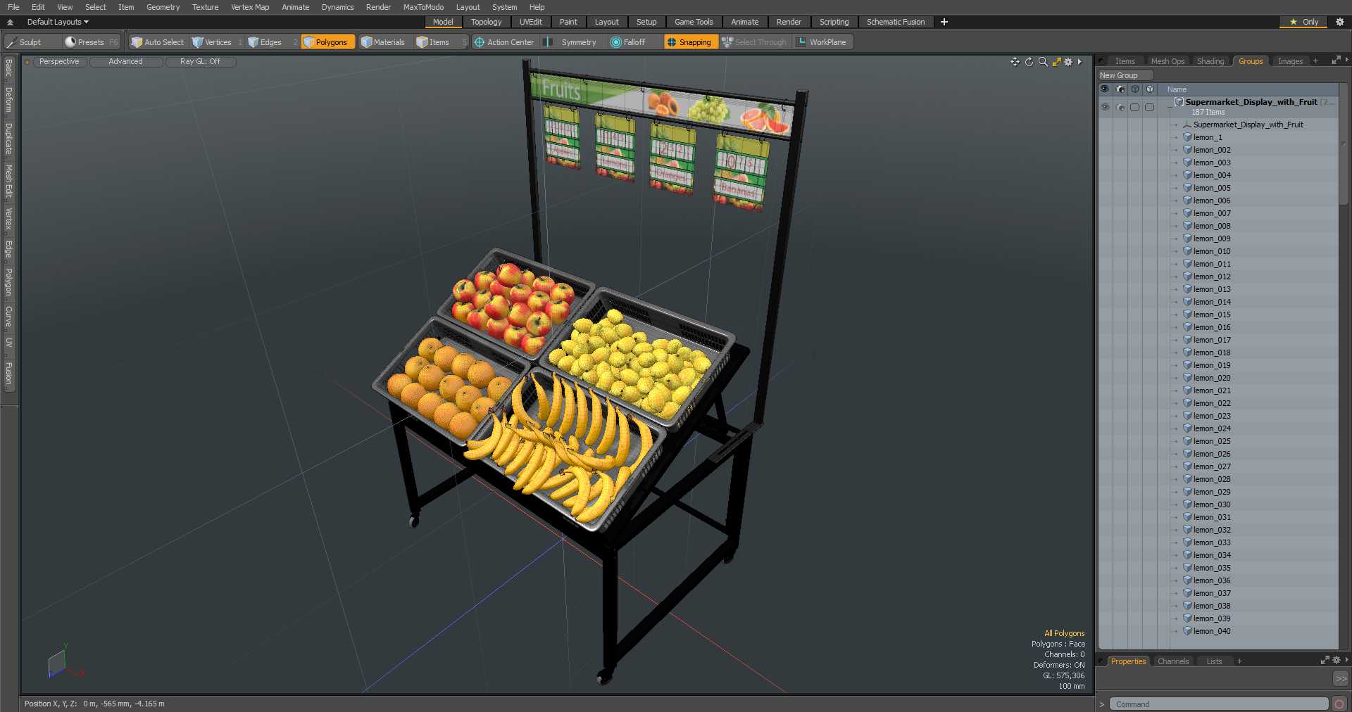3D model Supermarket Display with Fruit