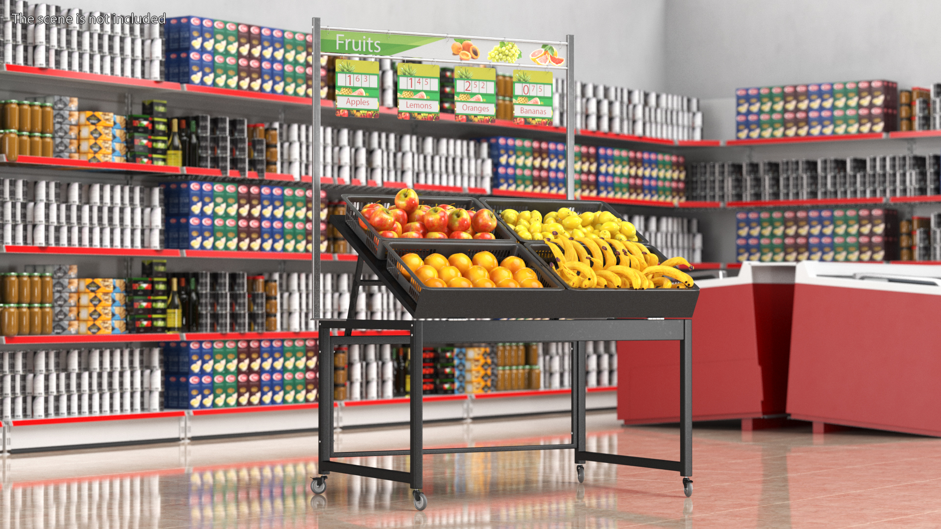 3D model Supermarket Display with Fruit
