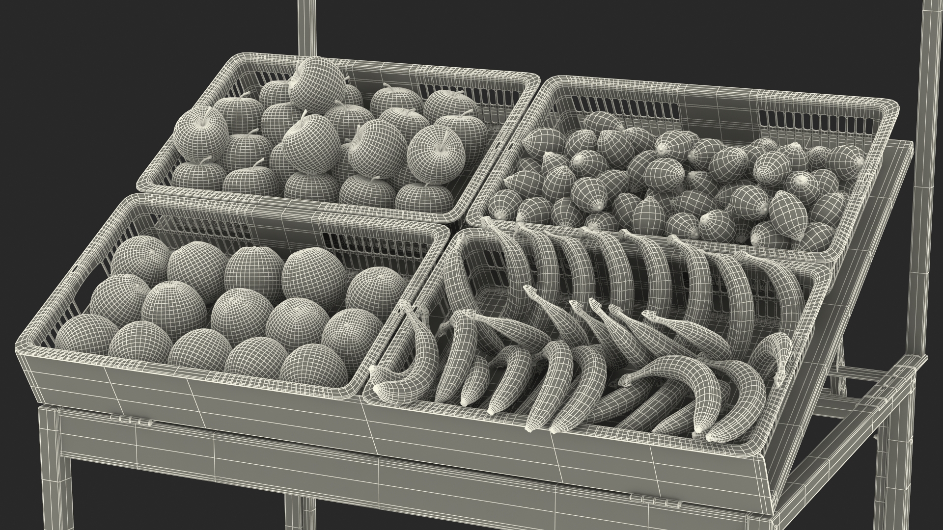 3D model Supermarket Display with Fruit