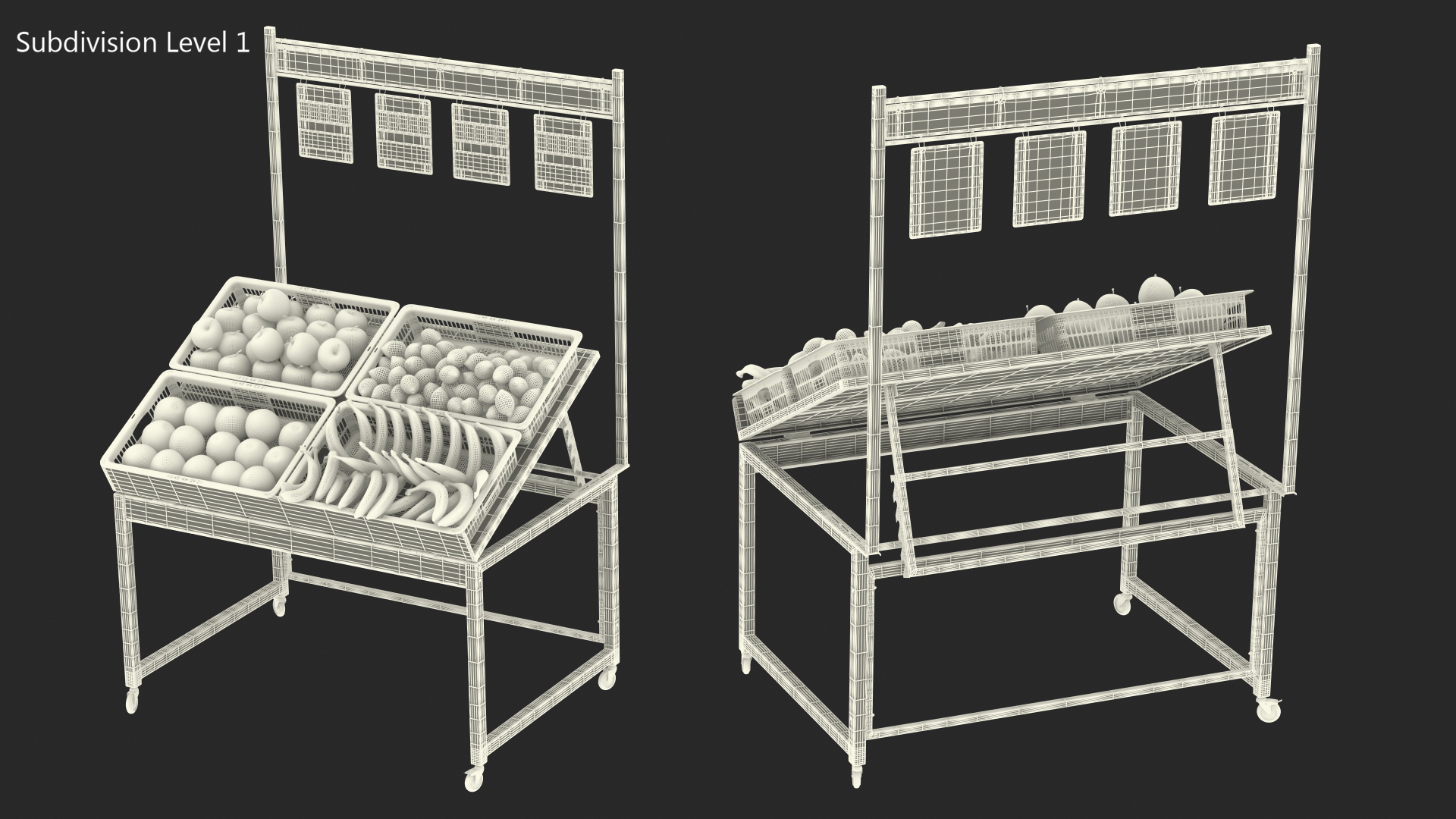 3D model Supermarket Display with Fruit