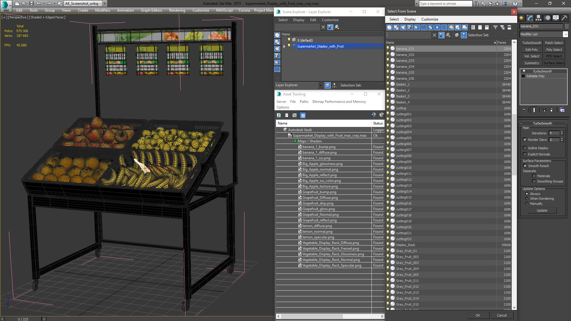 3D model Supermarket Display with Fruit