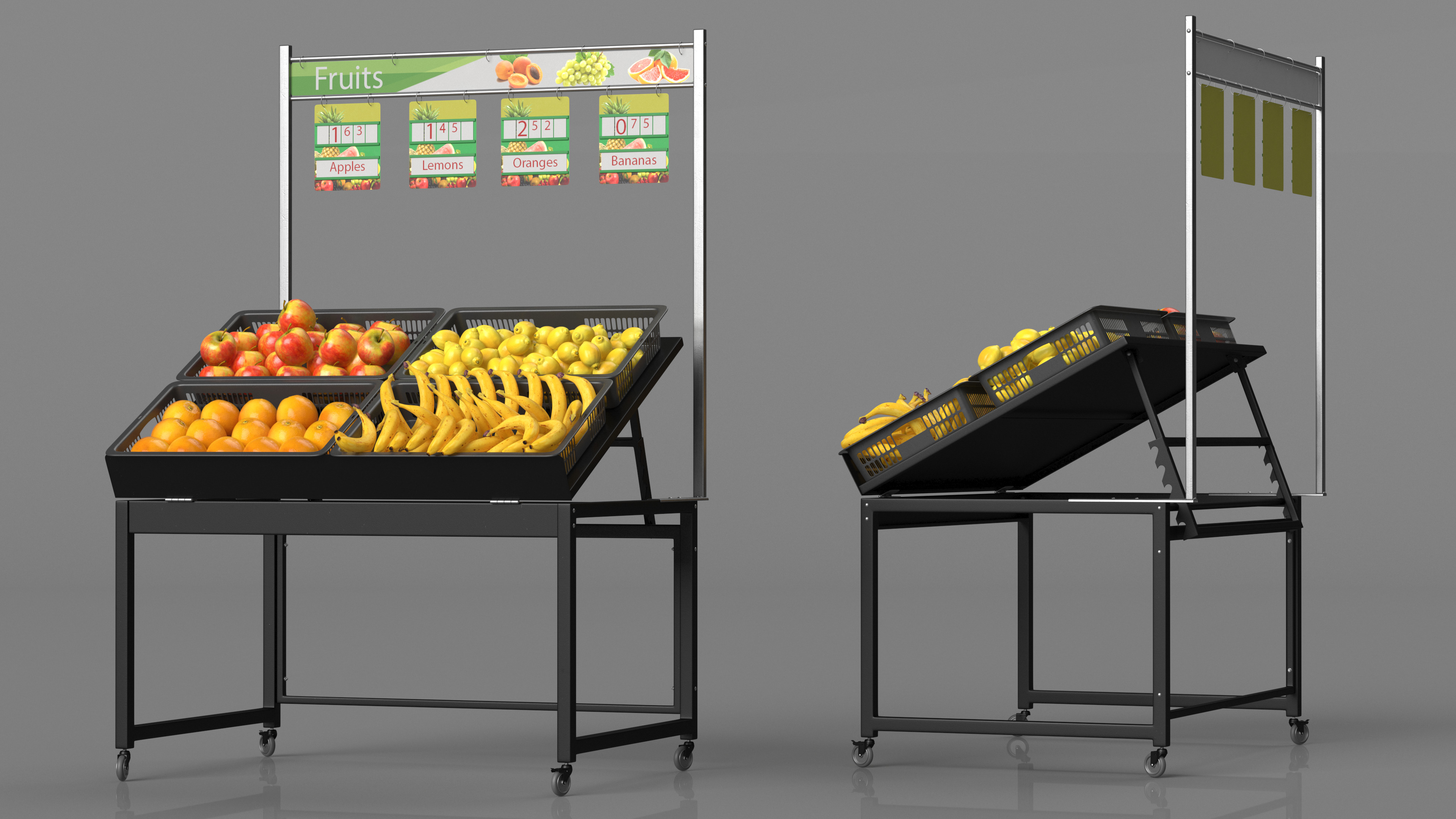 3D model Supermarket Display with Fruit