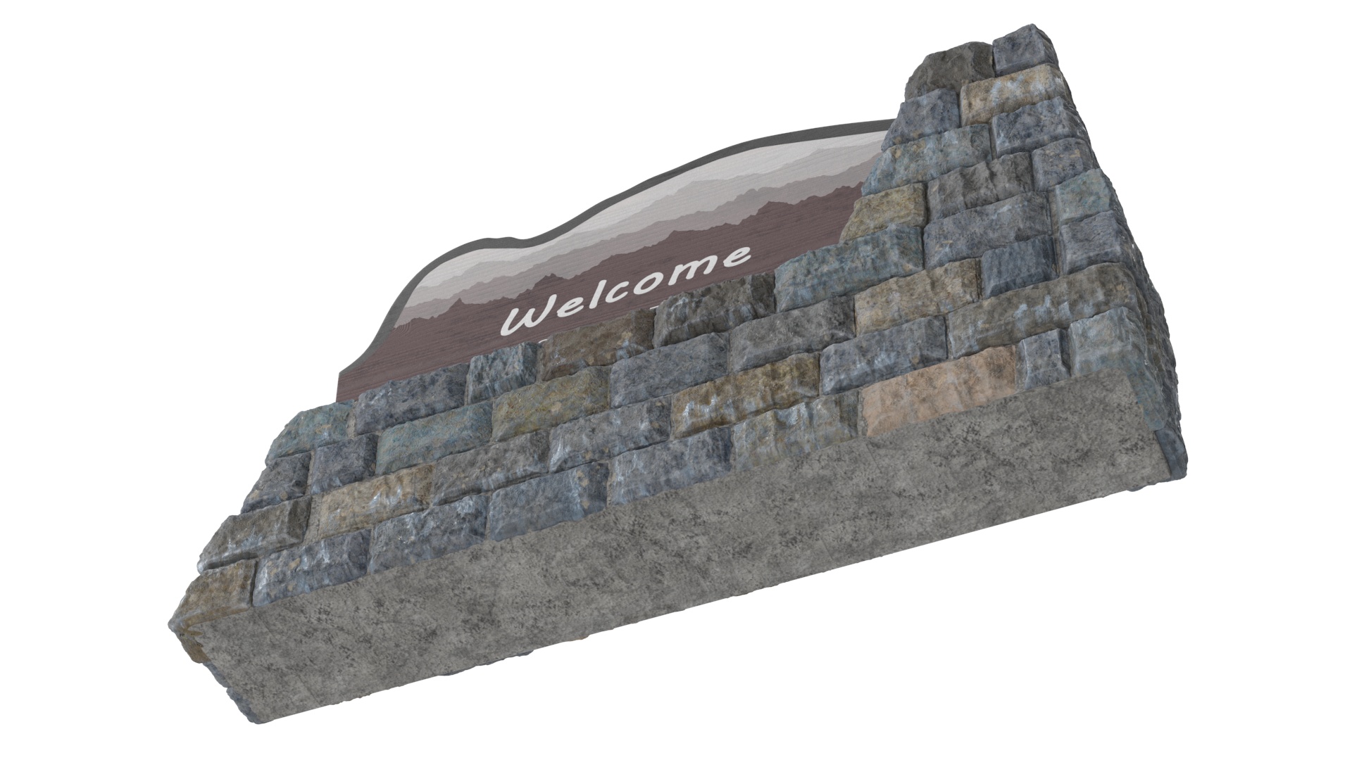 Park Entrance Stone Sign 3D model
