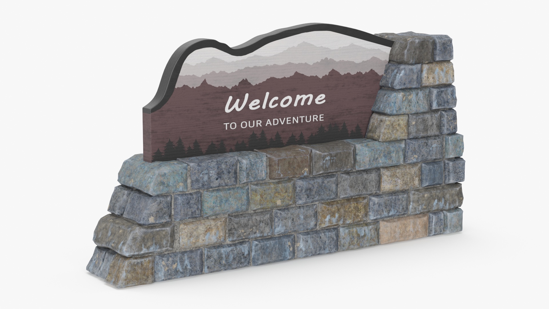 Park Entrance Stone Sign 3D model