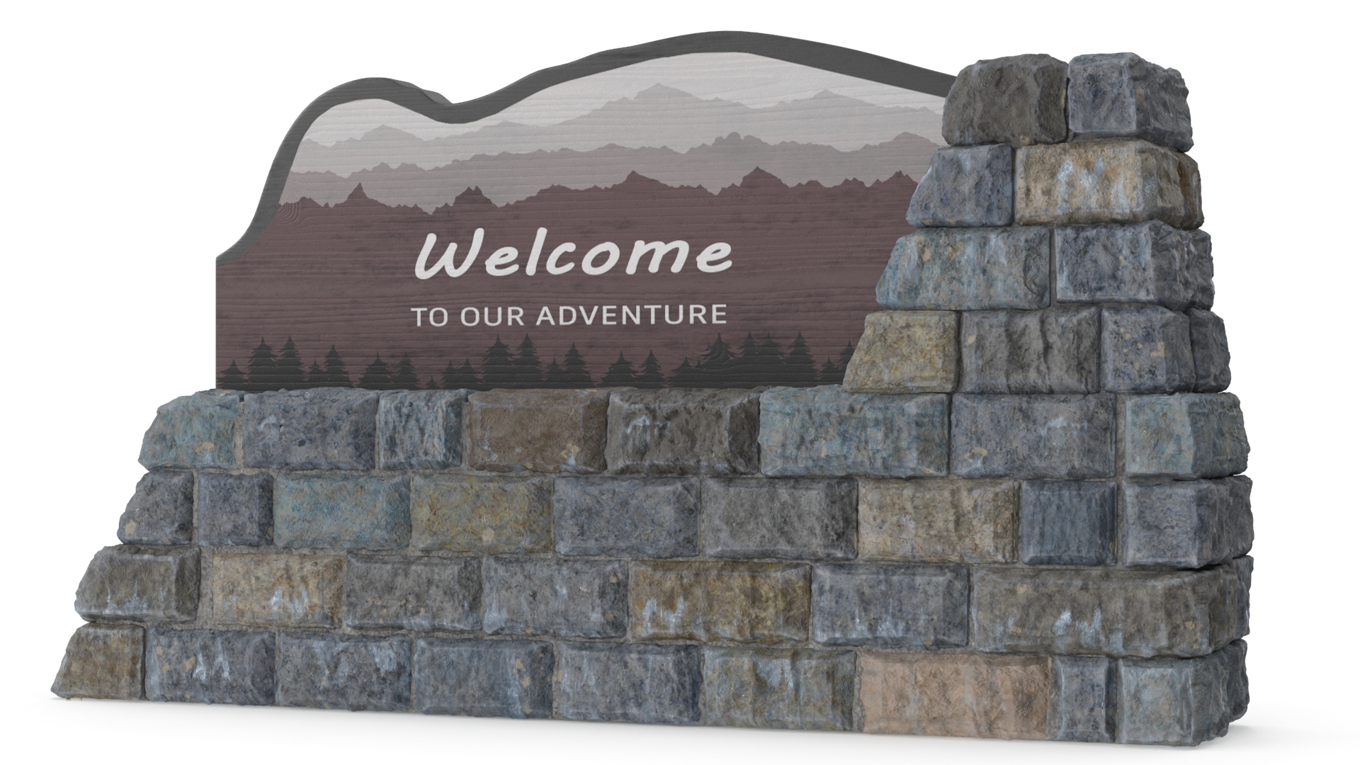 Park Entrance Stone Sign 3D model