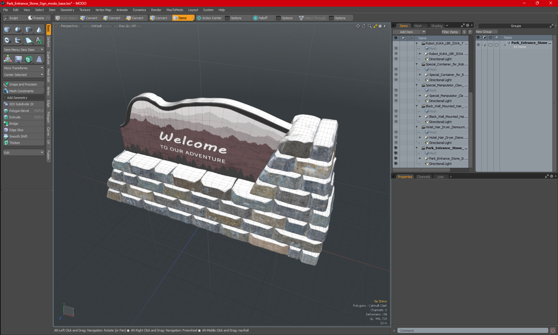 Park Entrance Stone Sign 3D model