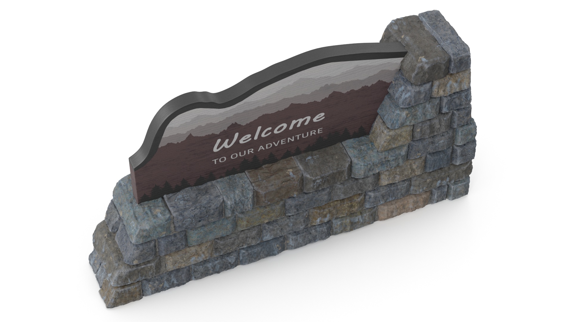 Park Entrance Stone Sign 3D model