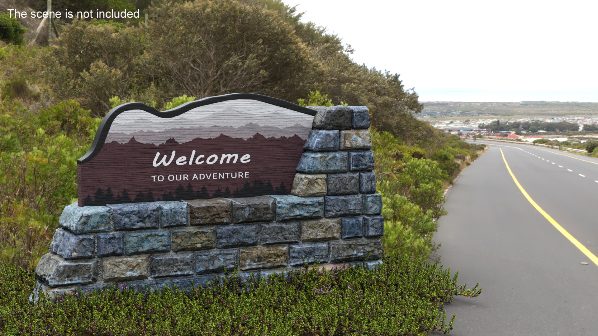 Park Entrance Stone Sign 3D model