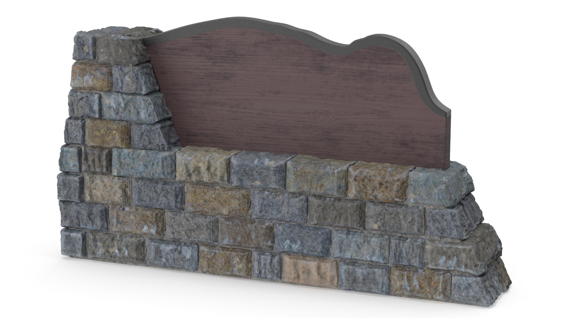 Park Entrance Stone Sign 3D model