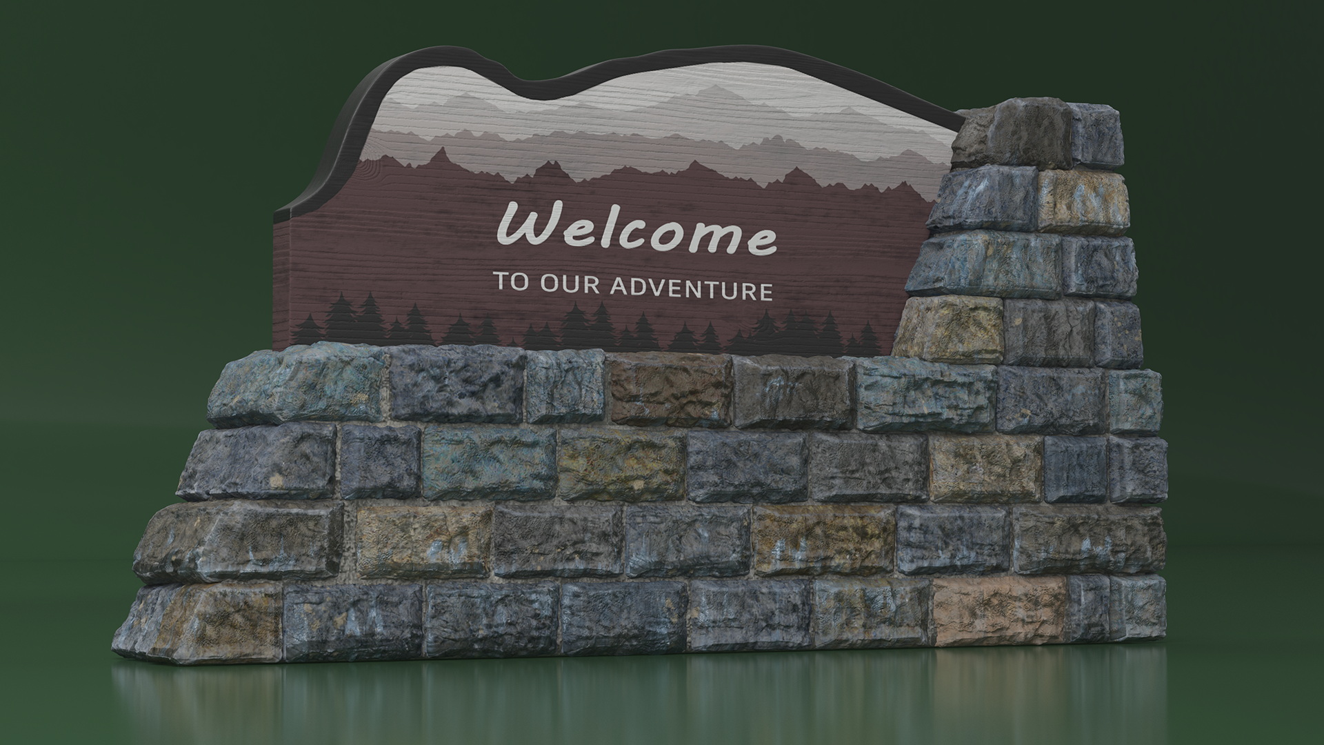 Park Entrance Stone Sign 3D model