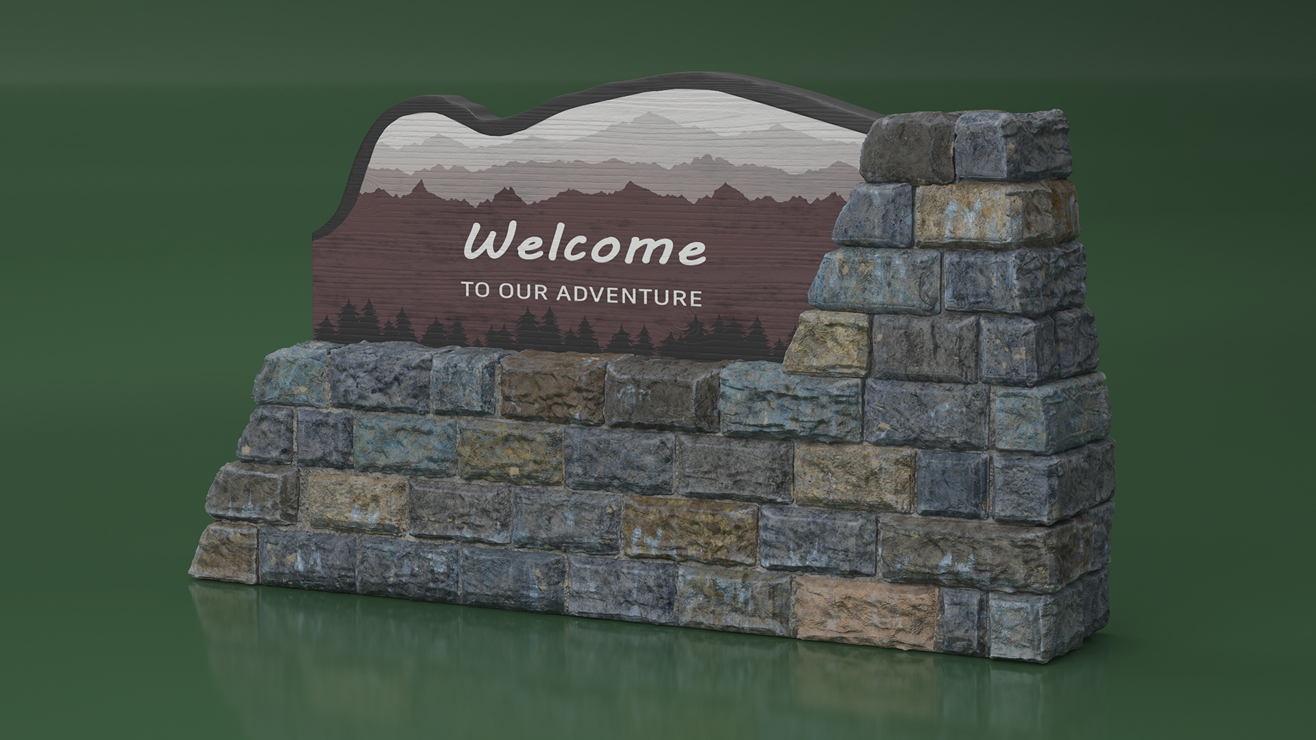 Park Entrance Stone Sign 3D model