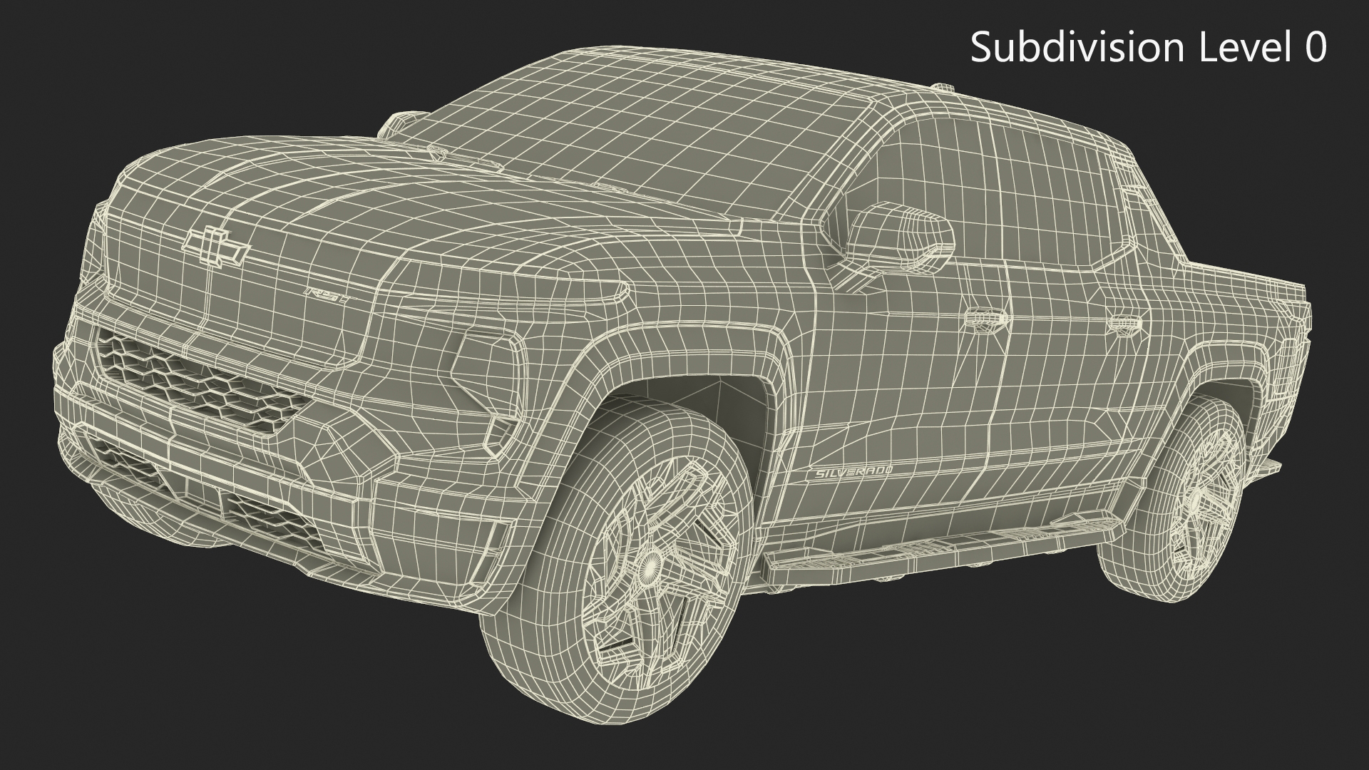 3D Chevrolet Silverado EV 2024 Gray Simplified model