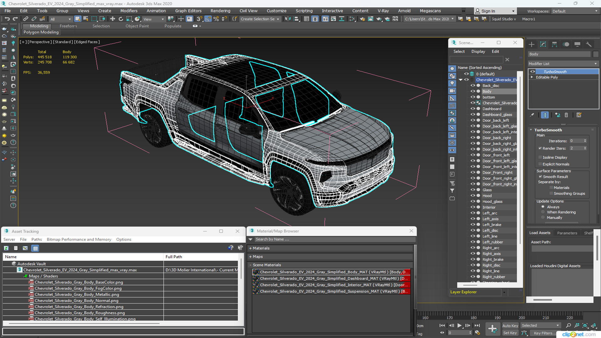 3D Chevrolet Silverado EV 2024 Gray Simplified model