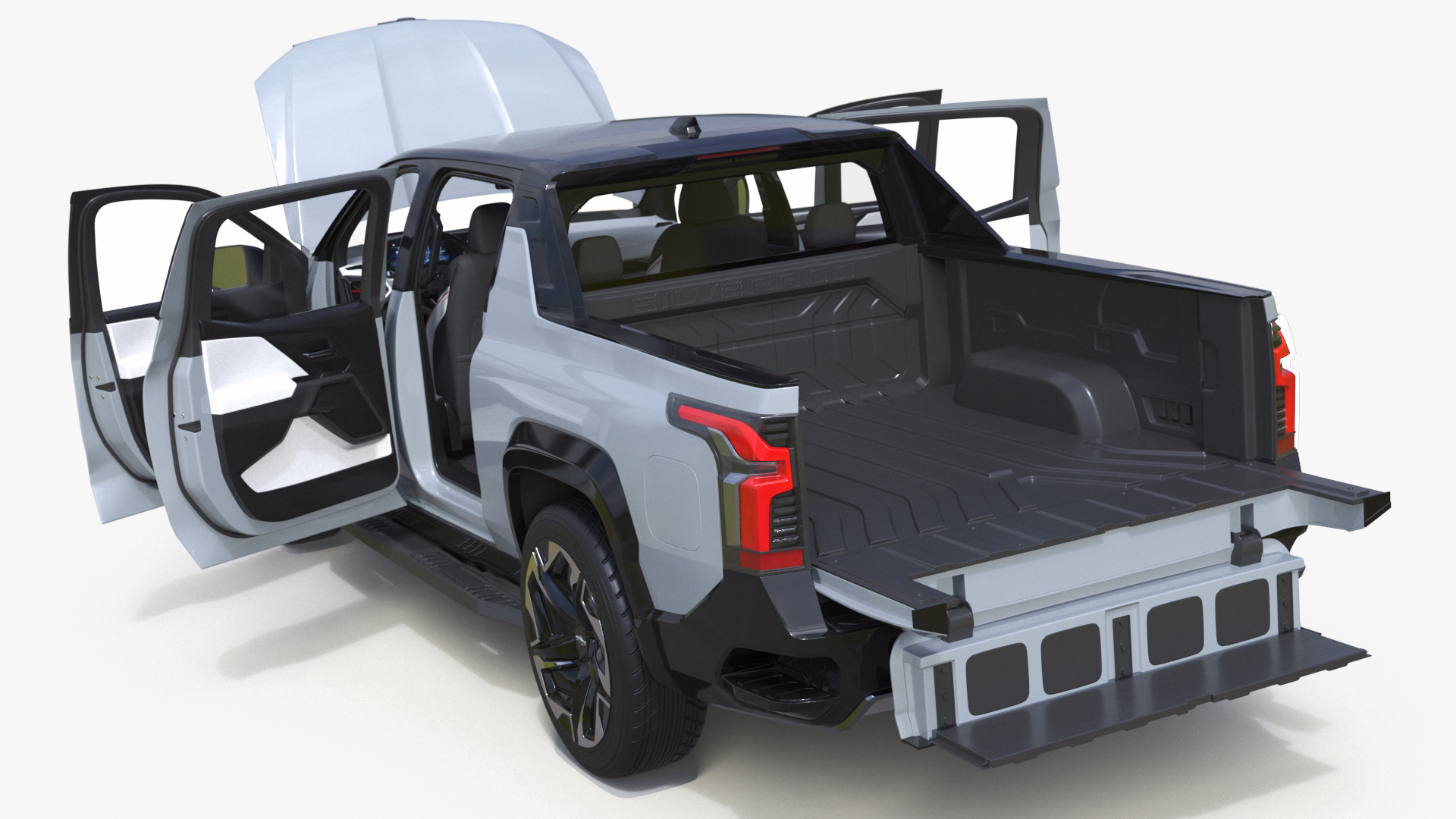 3D Chevrolet Silverado EV 2024 Gray Simplified model