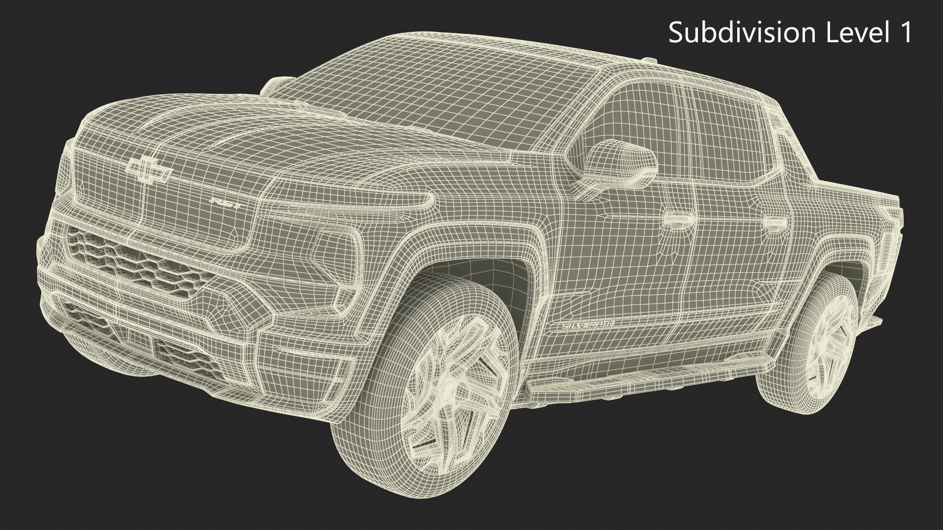 3D Chevrolet Silverado EV 2024 Gray Simplified model
