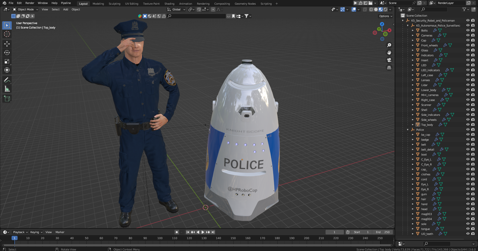 3D K5 Security Robot and Policeman