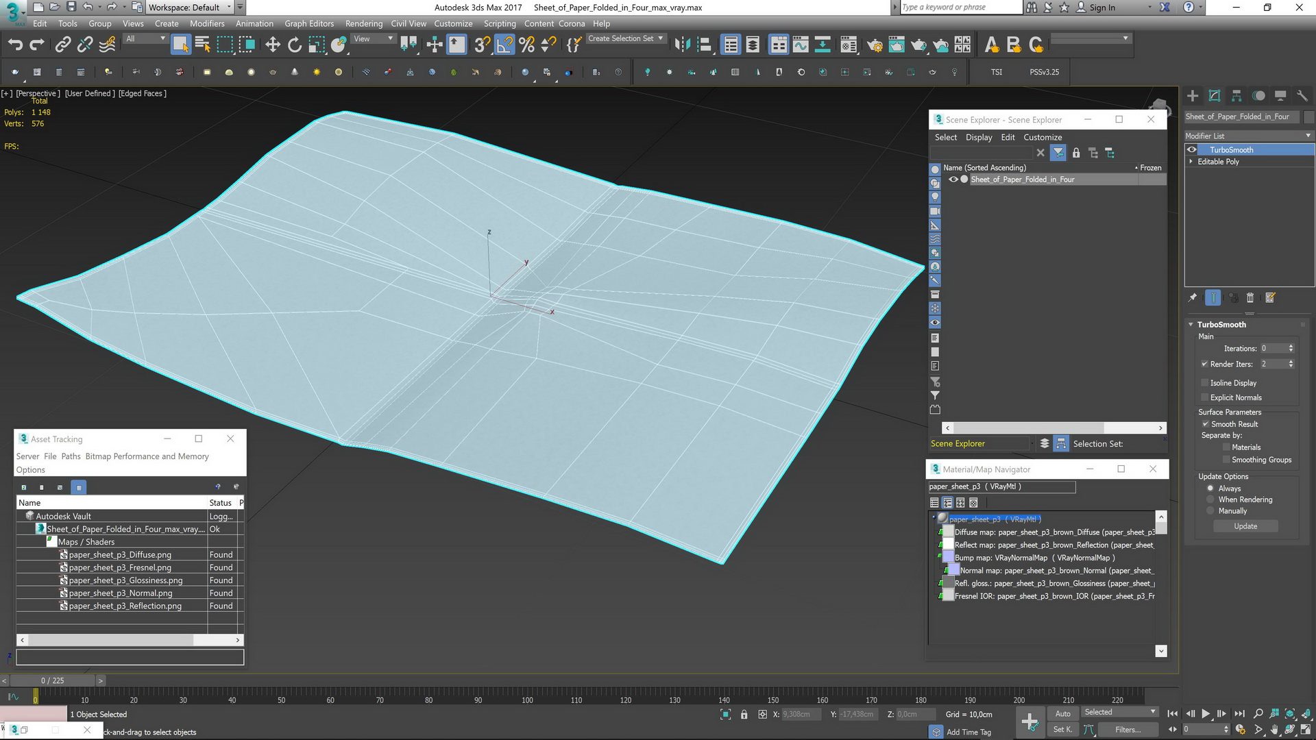 Sheet of Paper Folded in Four 3D model