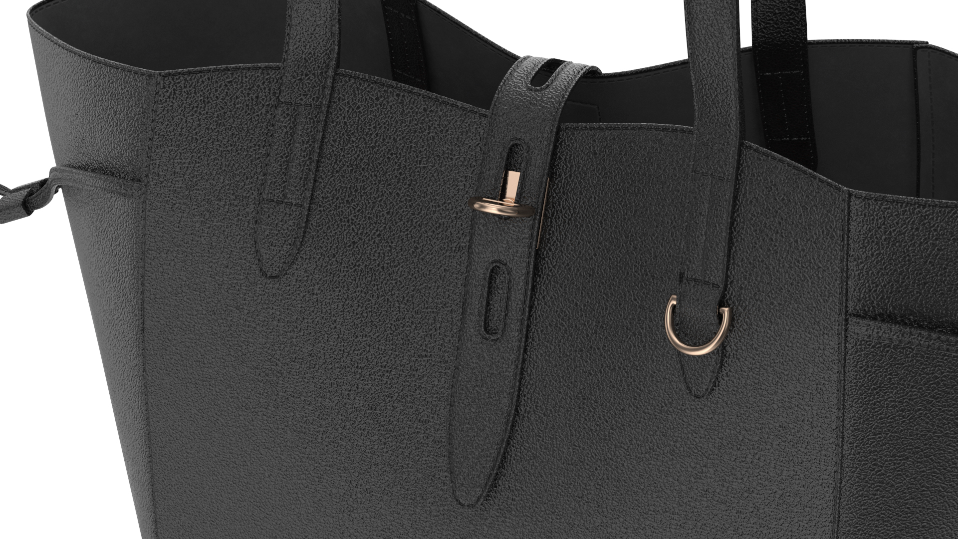 Ladies Leather Tote Bag Black 3D model
