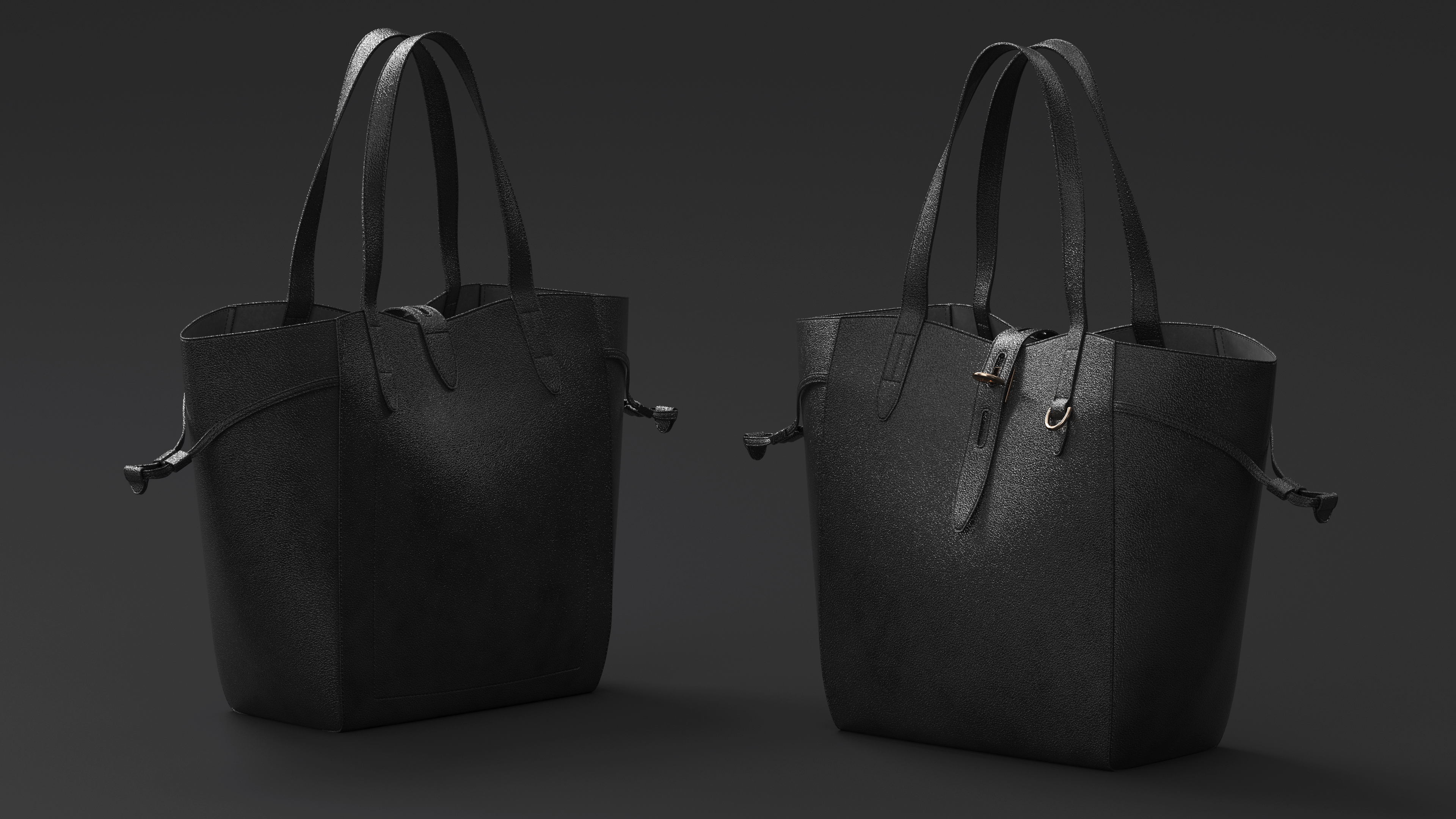 Ladies Leather Tote Bag Black 3D model