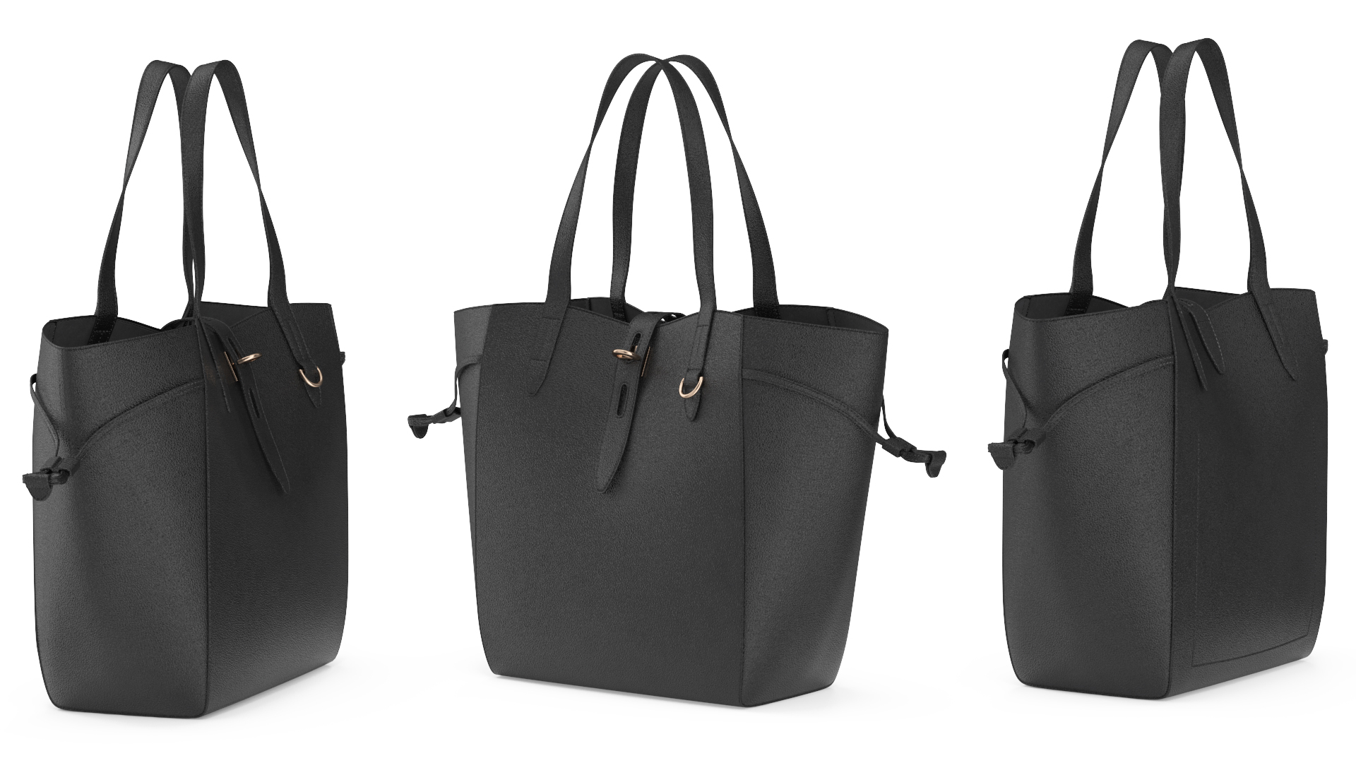 Ladies Leather Tote Bag Black 3D model