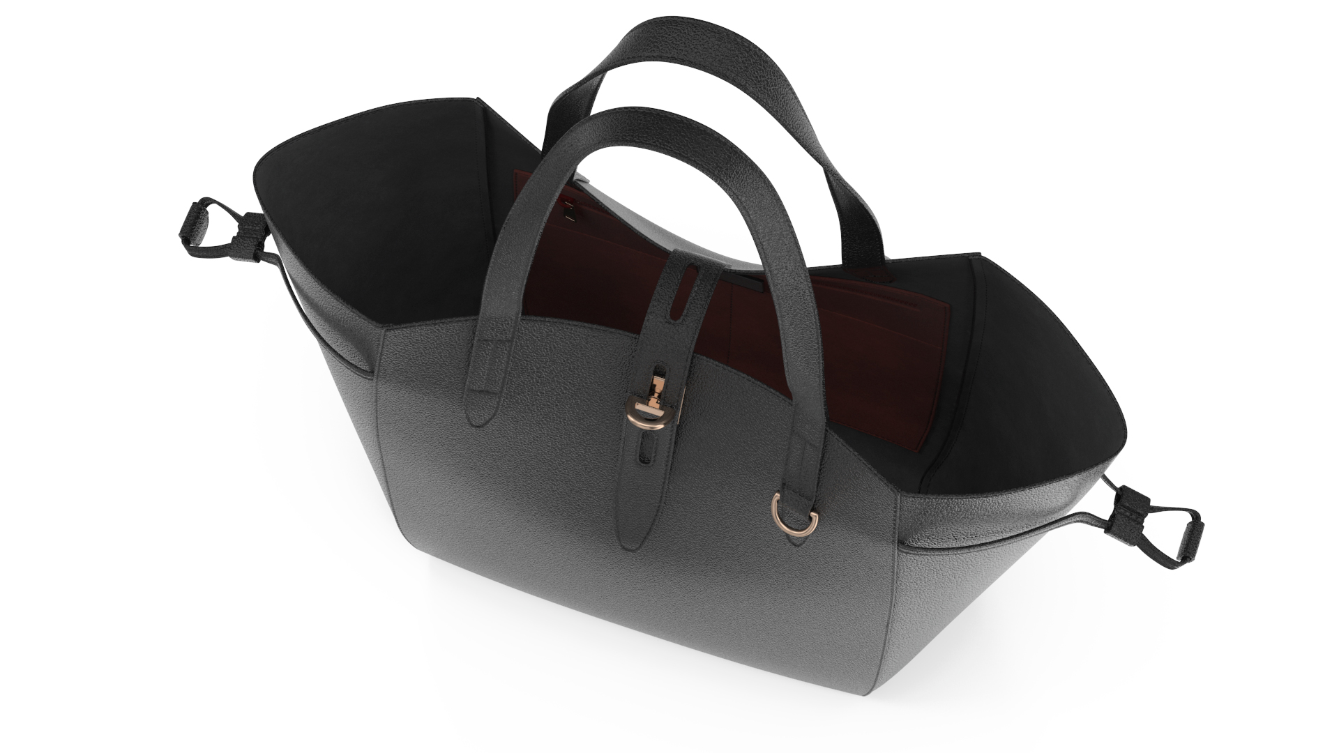 Ladies Leather Tote Bag Black 3D model