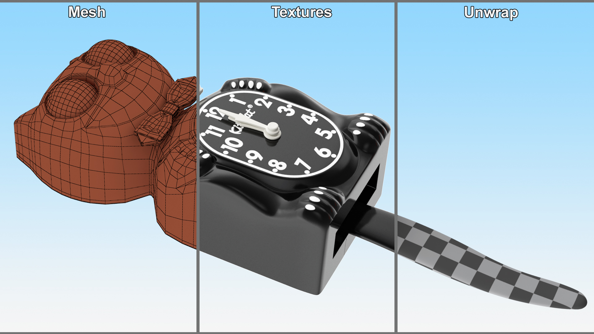 3D Classic Black Kit Cat Clock Rigged for Maya model