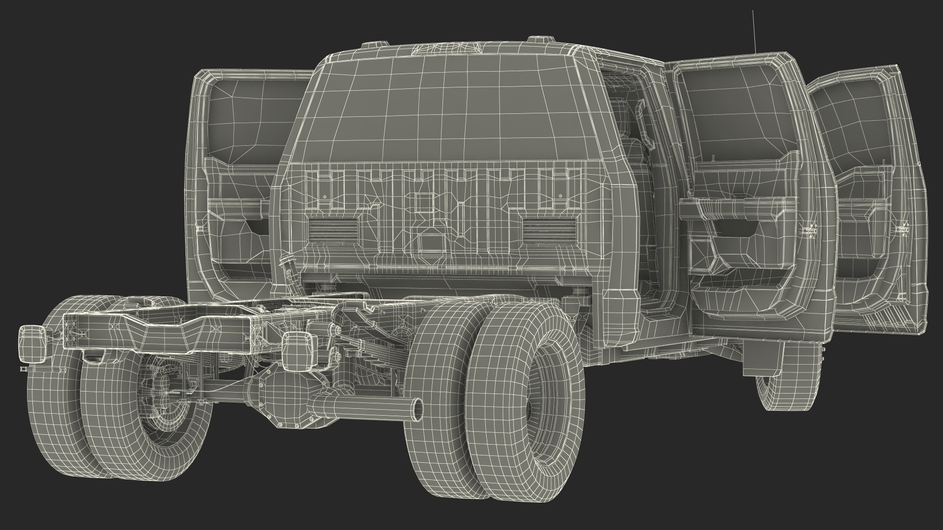 3D Four Doors Ford Super Duty F550 Rigged model