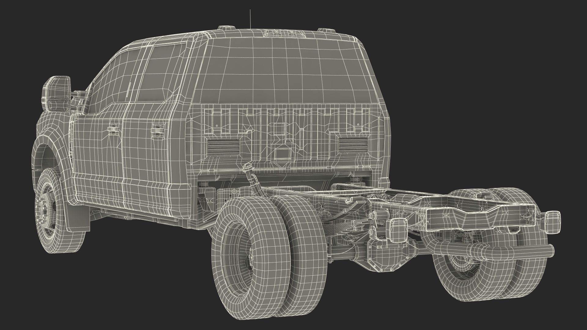 3D Four Doors Ford Super Duty F550 Rigged model