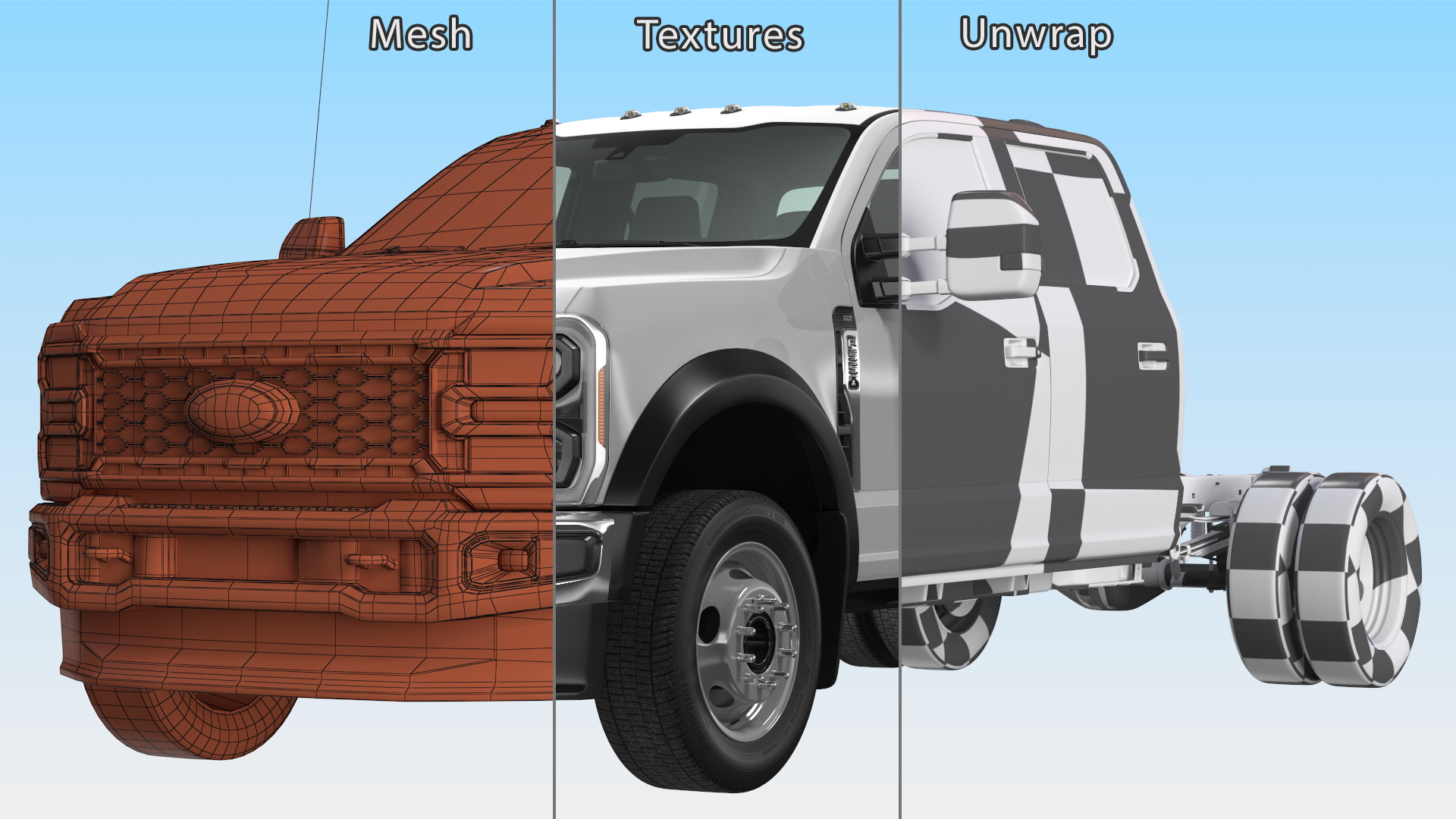3D Four Doors Ford Super Duty F550 Rigged model