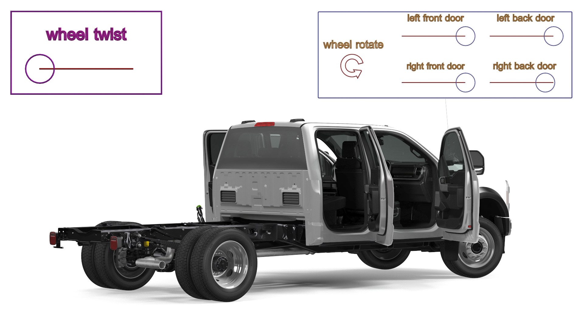3D Four Doors Ford Super Duty F550 Rigged model