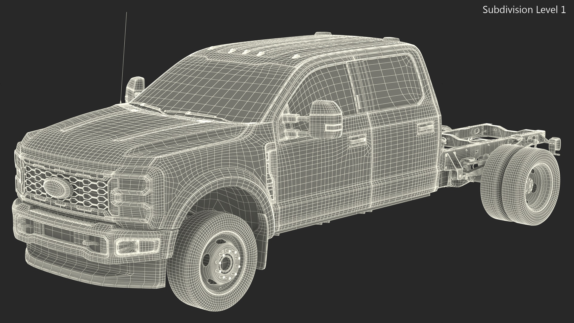 3D Four Doors Ford Super Duty F550 Rigged model