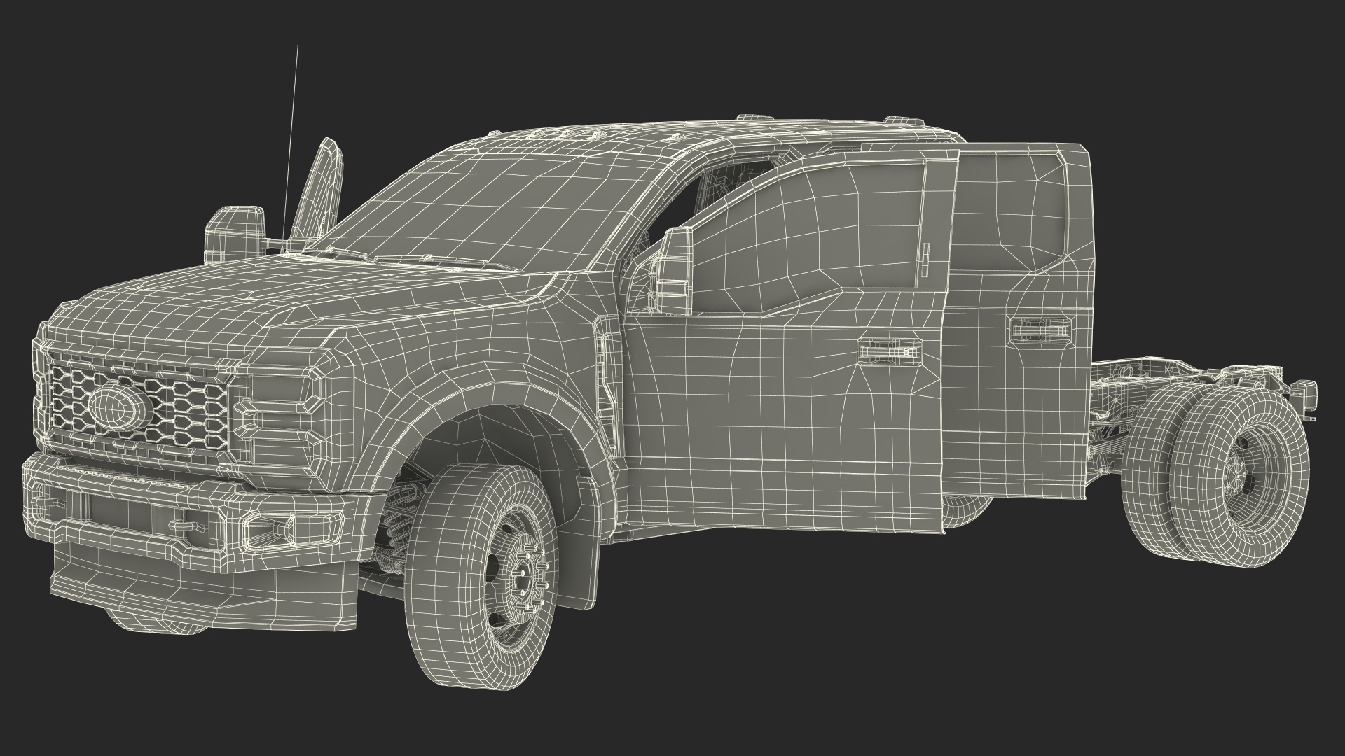 3D Four Doors Ford Super Duty F550 Rigged model
