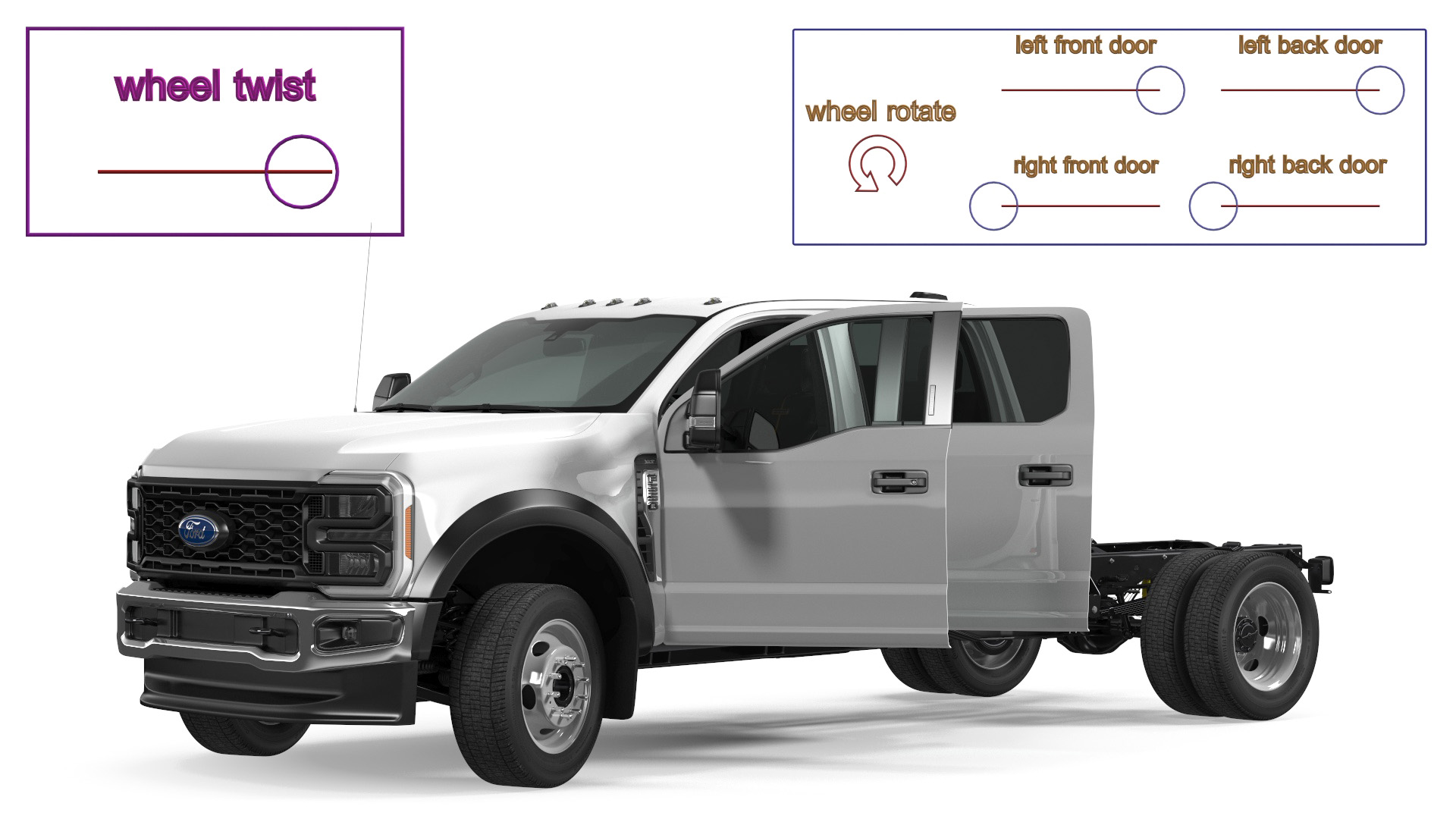 3D Four Doors Ford Super Duty F550 Rigged model
